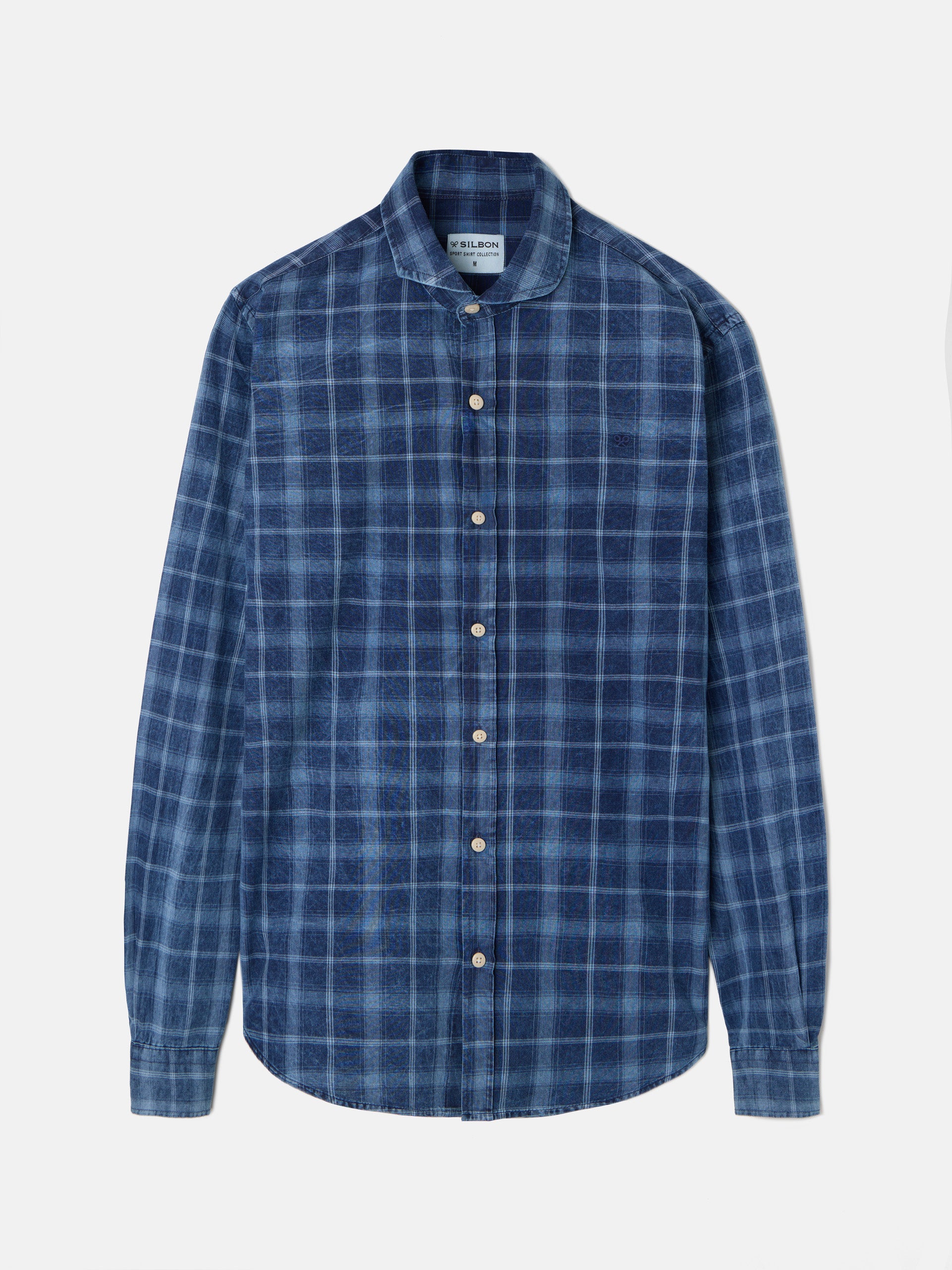 Medium blue large checkered sport shirt