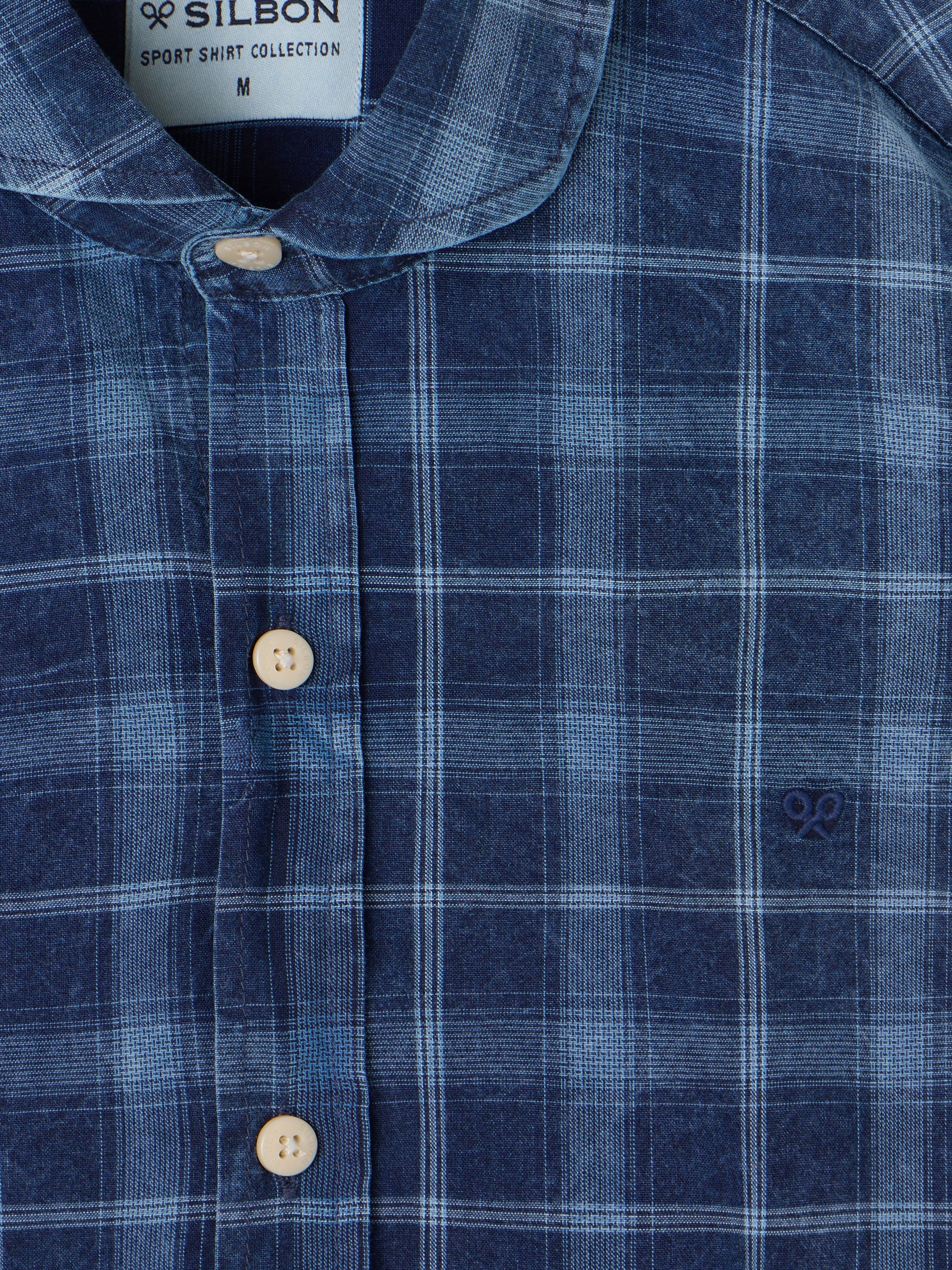 Medium blue large checkered sport shirt