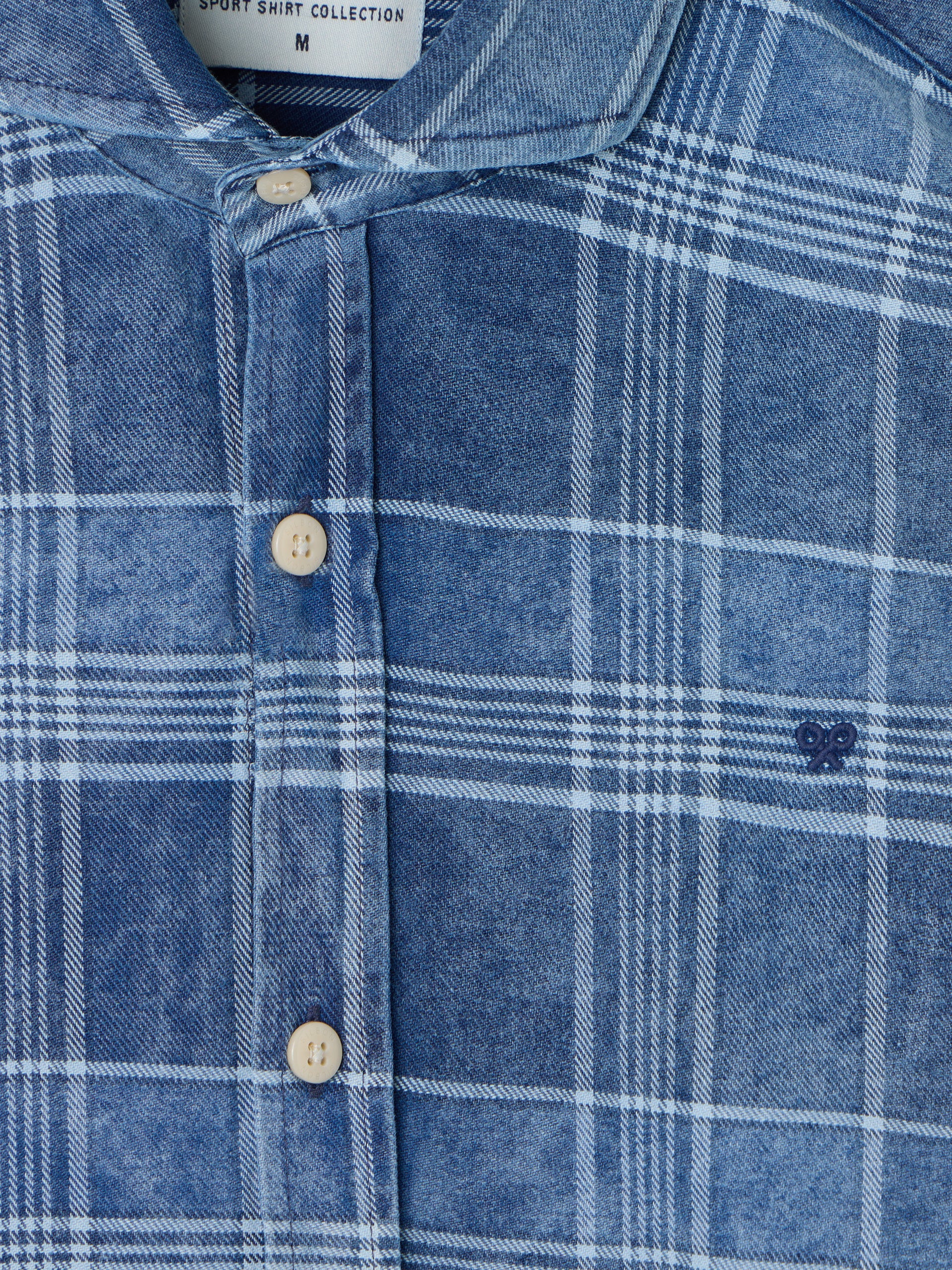 Distressed blue checkered jeans sport shirt