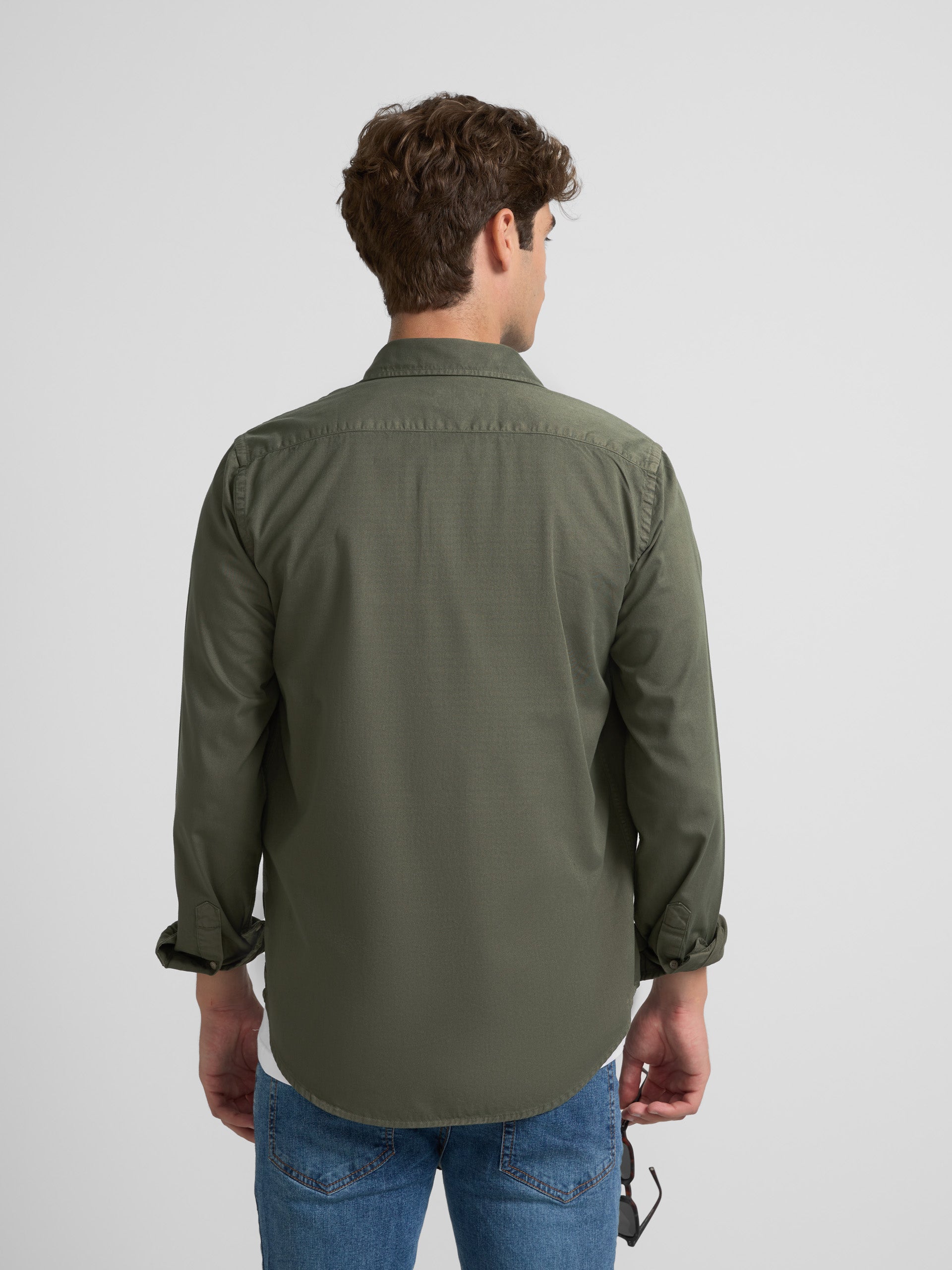 Camisa sport sarga lisa khaki