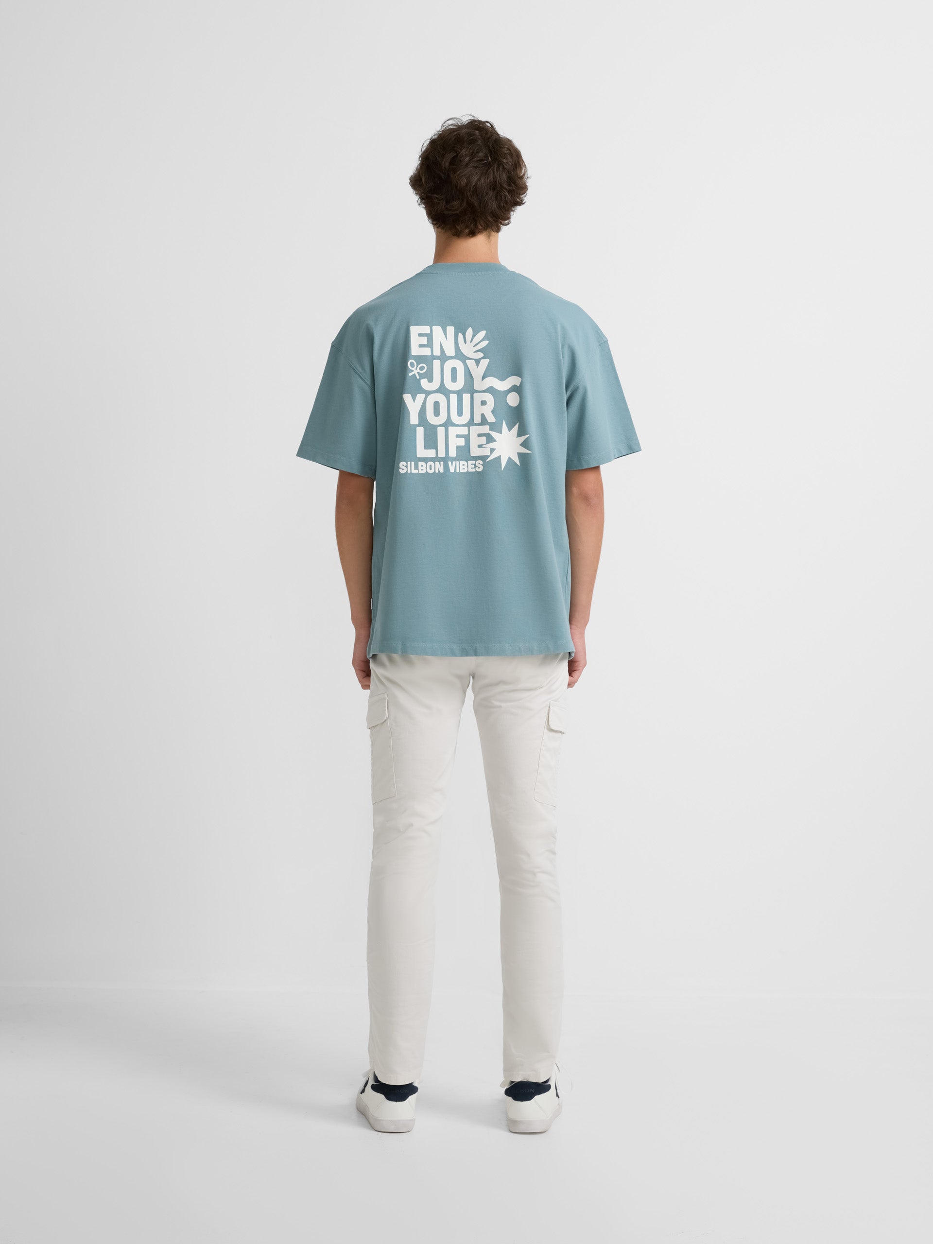 Special fit t-shirt enjoy your life petrol