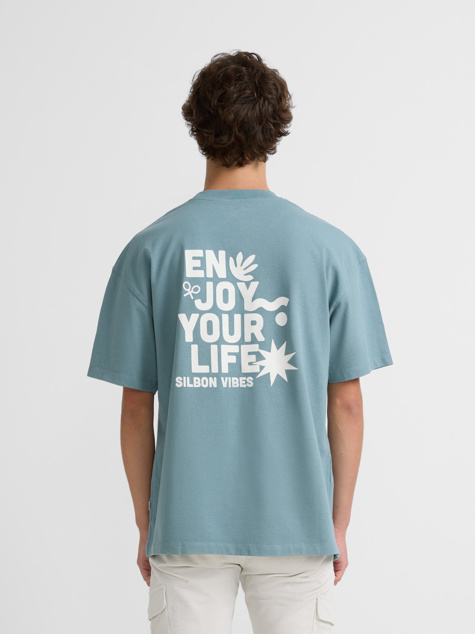 Special fit t-shirt enjoy your life petrol