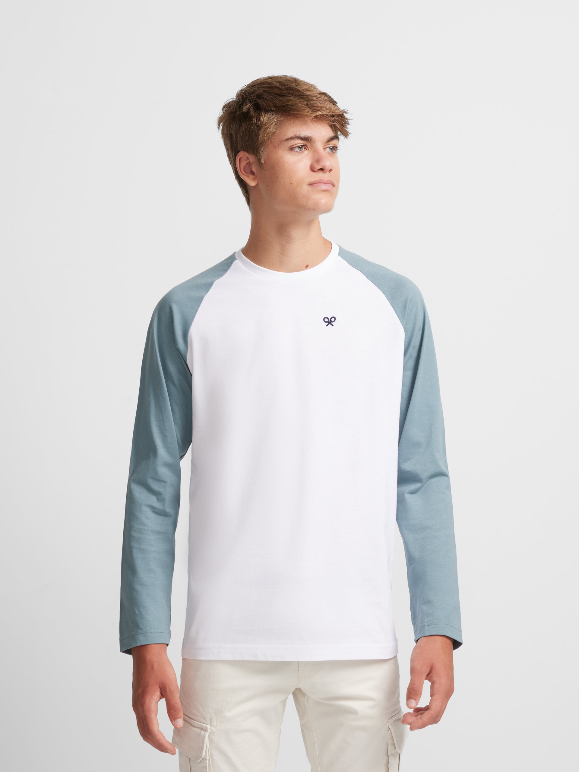 Green two-tone long-sleeved T-shirt