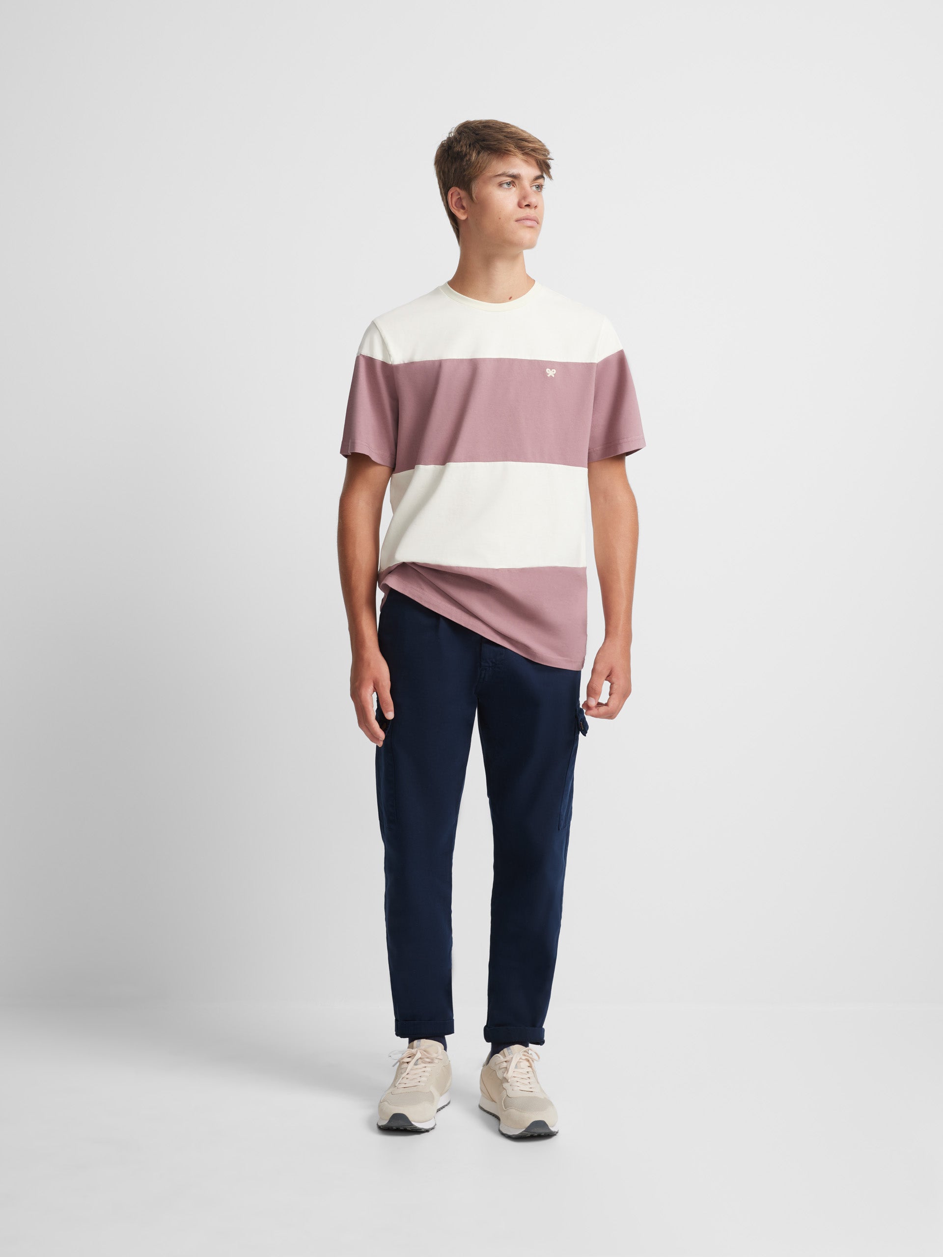 Burgundy wide stripe t-shirt