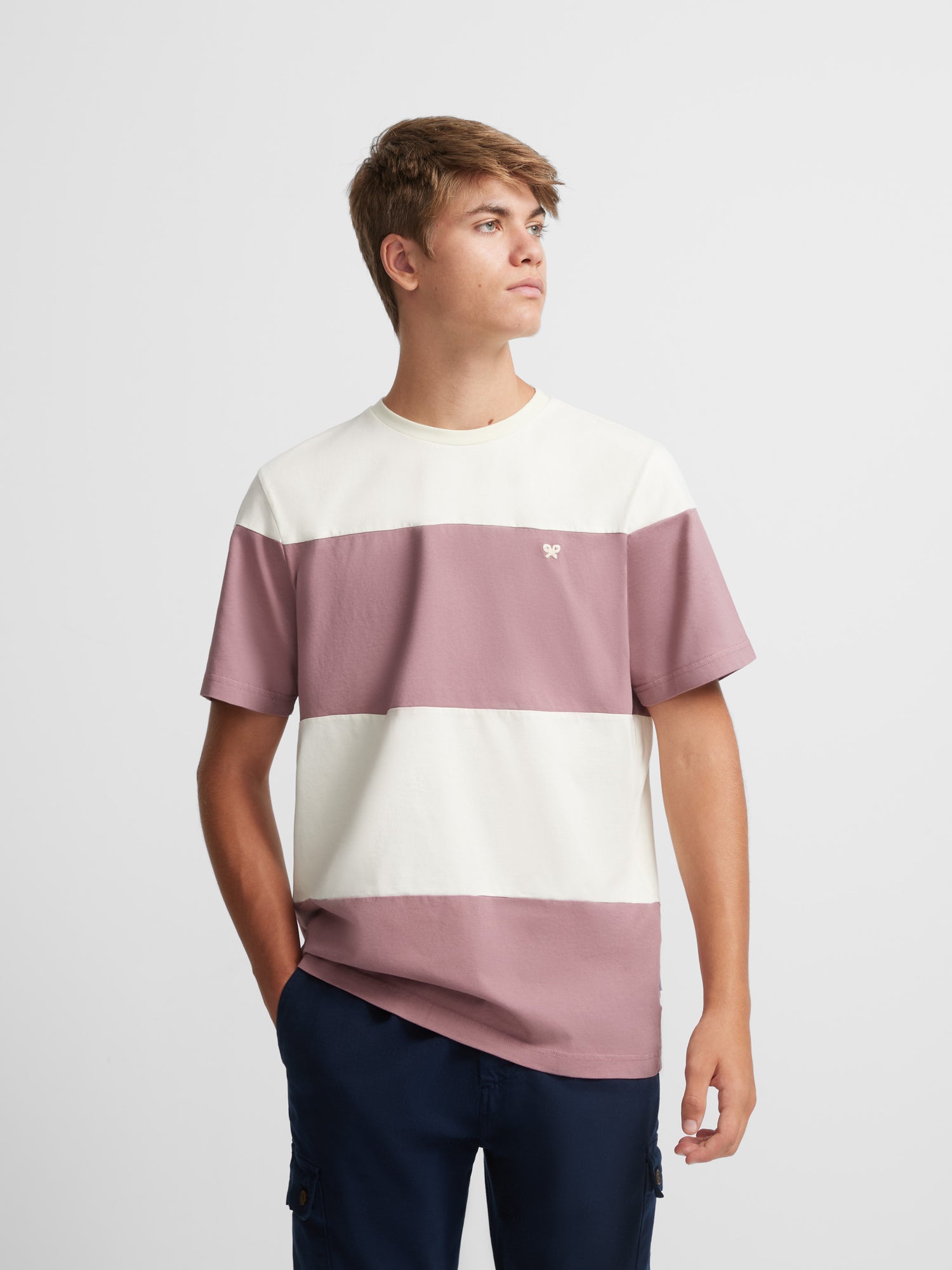 Burgundy wide stripe t-shirt