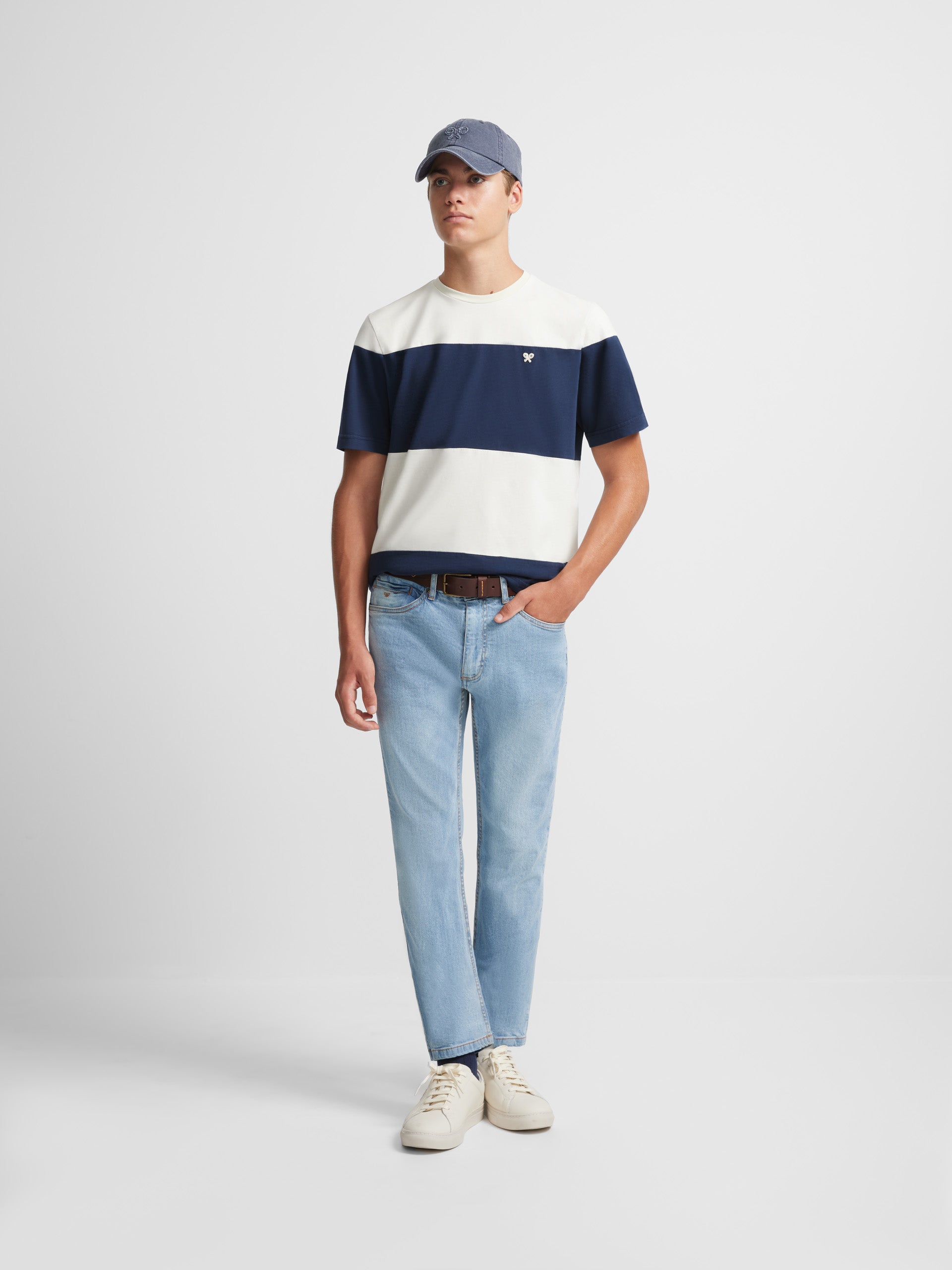 Navy blue wide stripe t-shirt