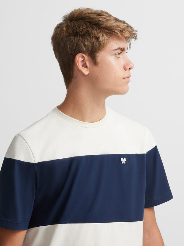 Navy blue wide stripe t-shirt