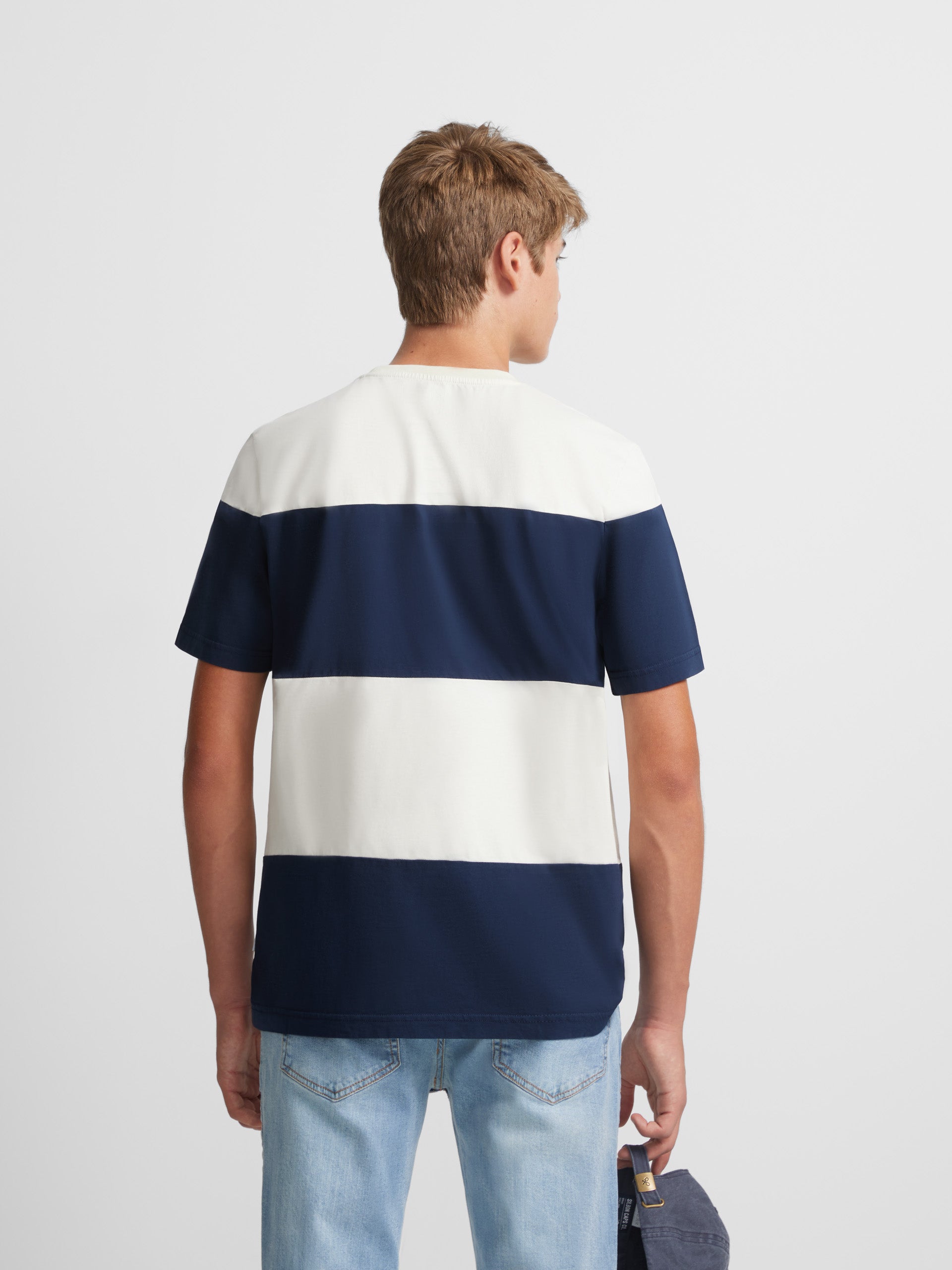 Navy blue wide stripe t-shirt