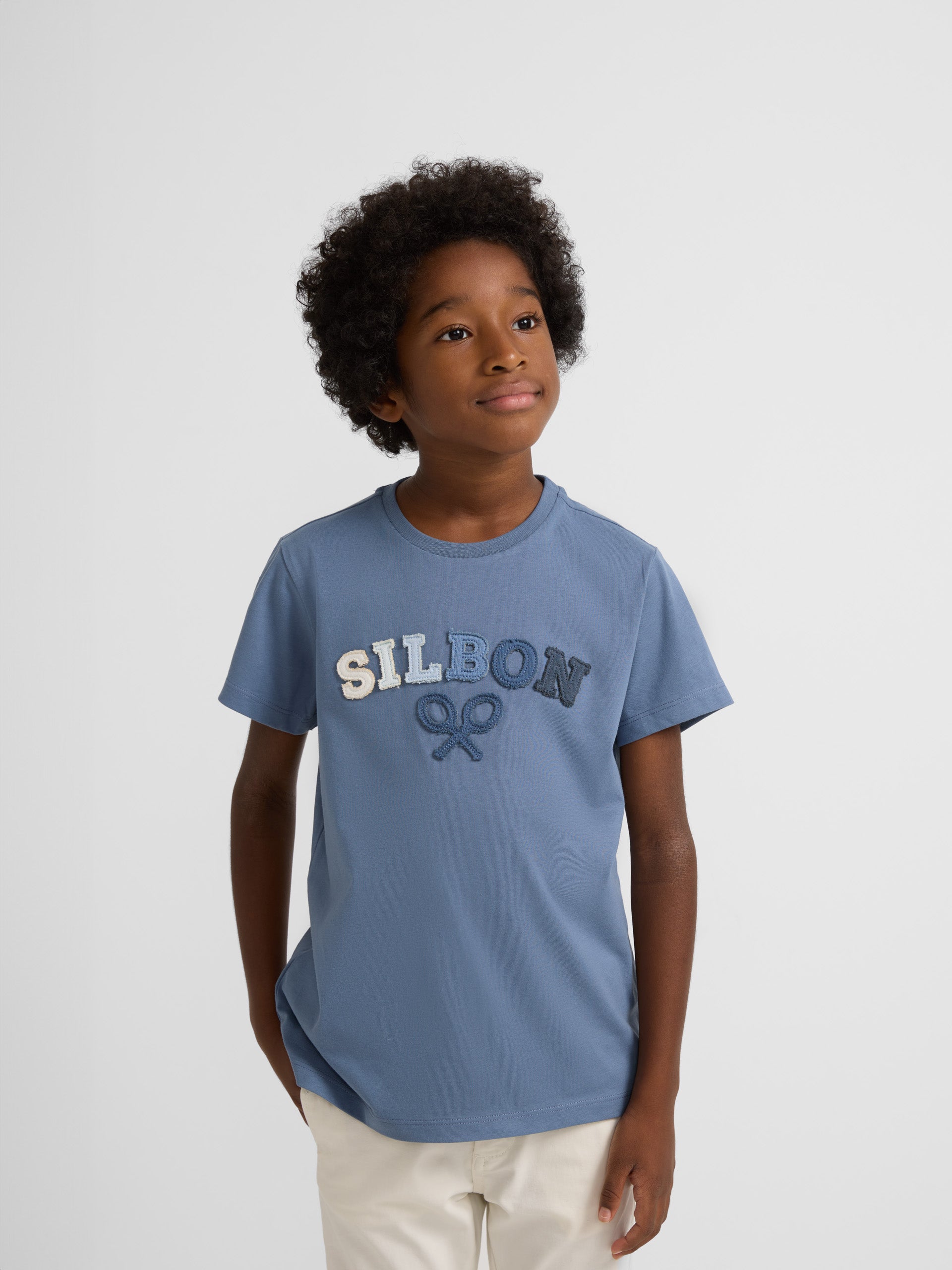 T-shirt enfant demi-raquette bleu indigo