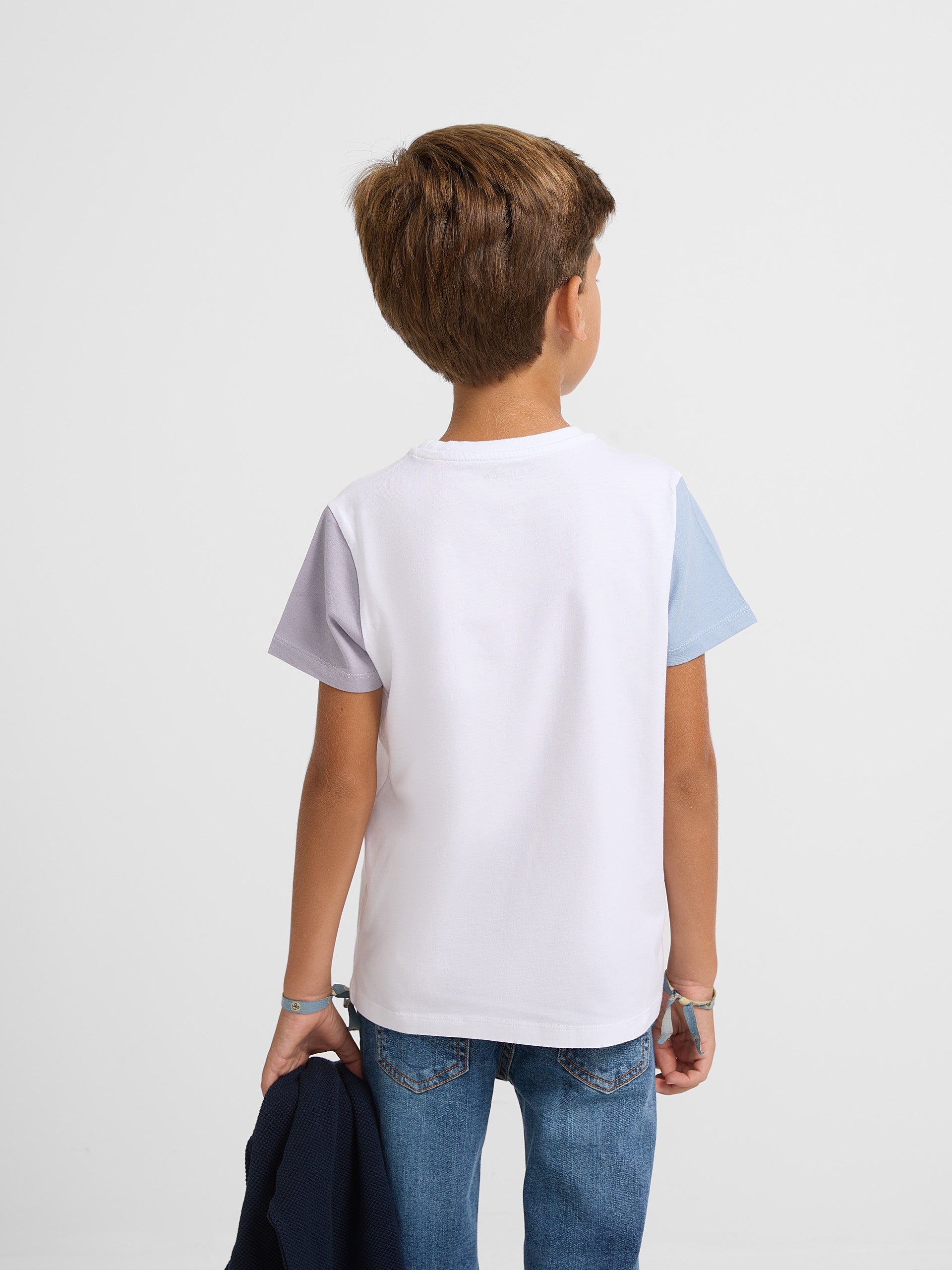 Camiseta kids mangas colores blanca