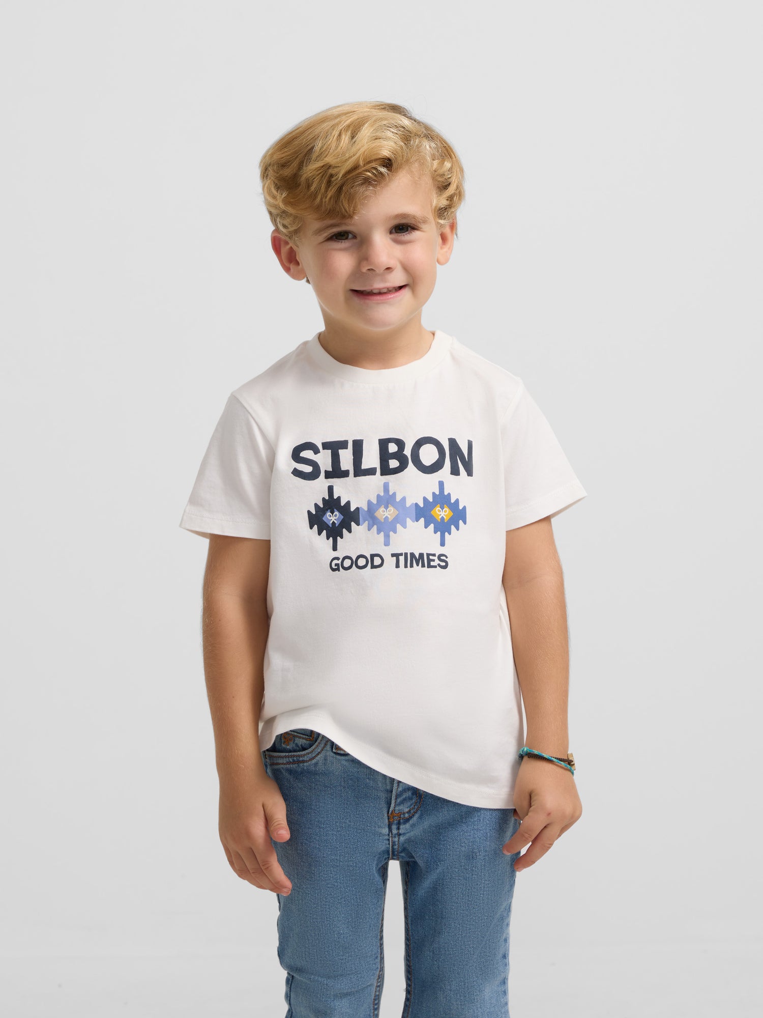 White ethnic motifs kids t-shirt