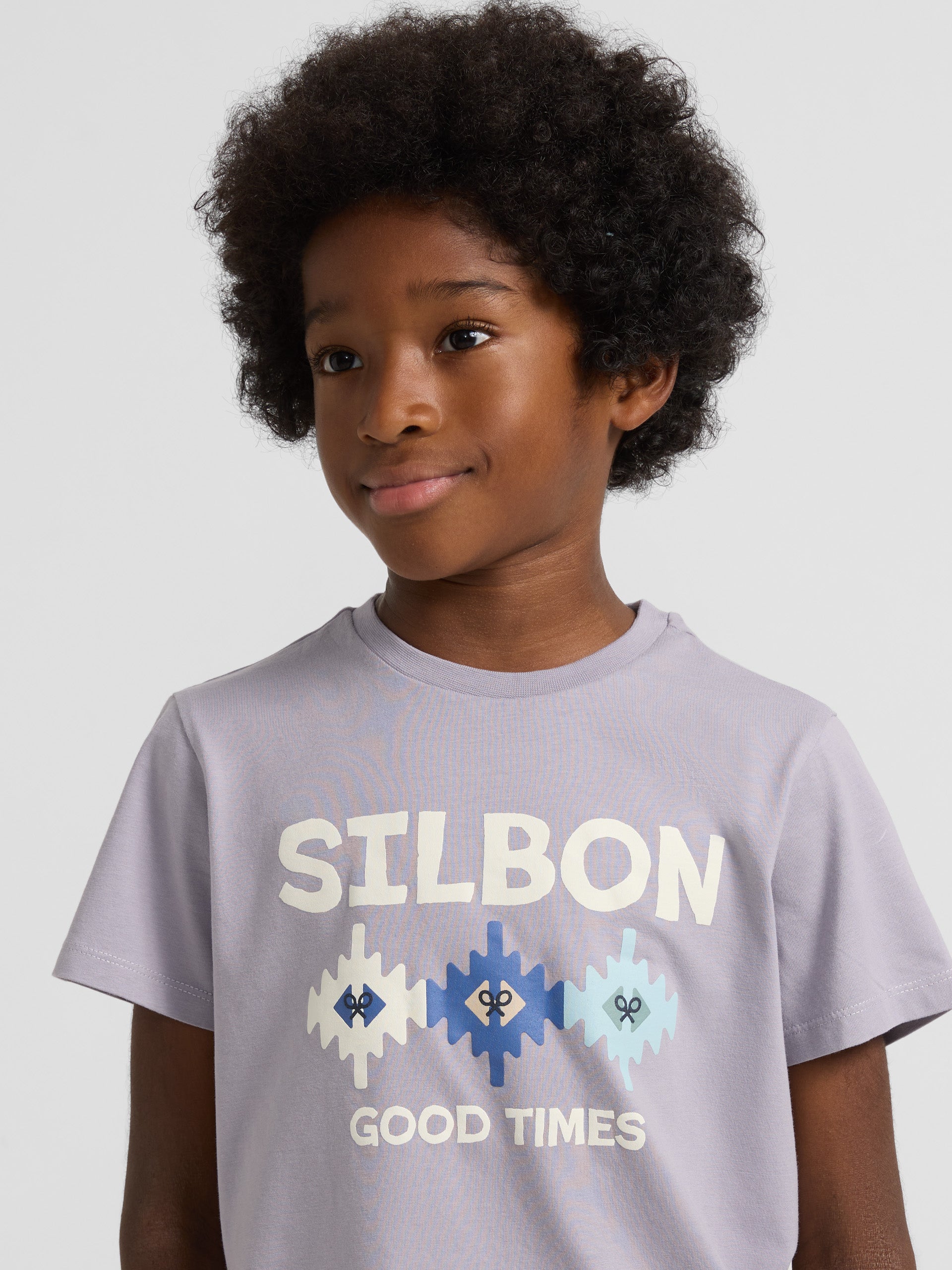 T-shirt enfant motifs ethniques gris