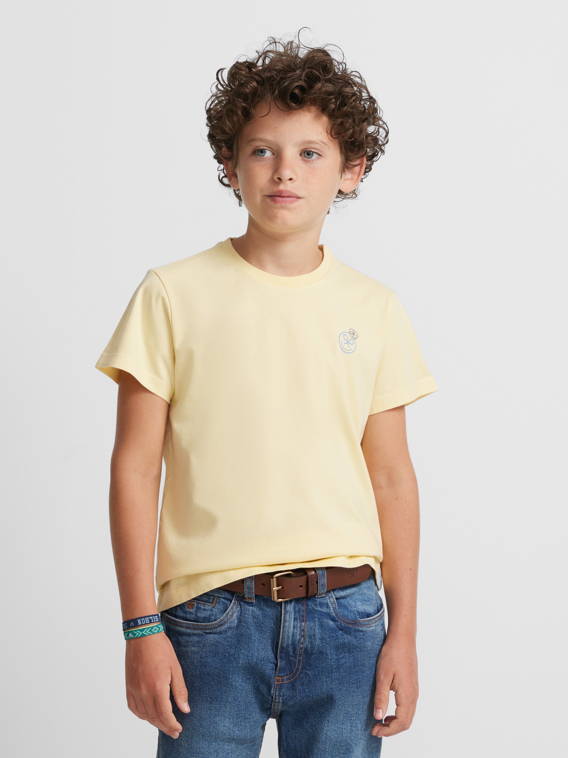 T-shirt sourires bonheur enfant jaune