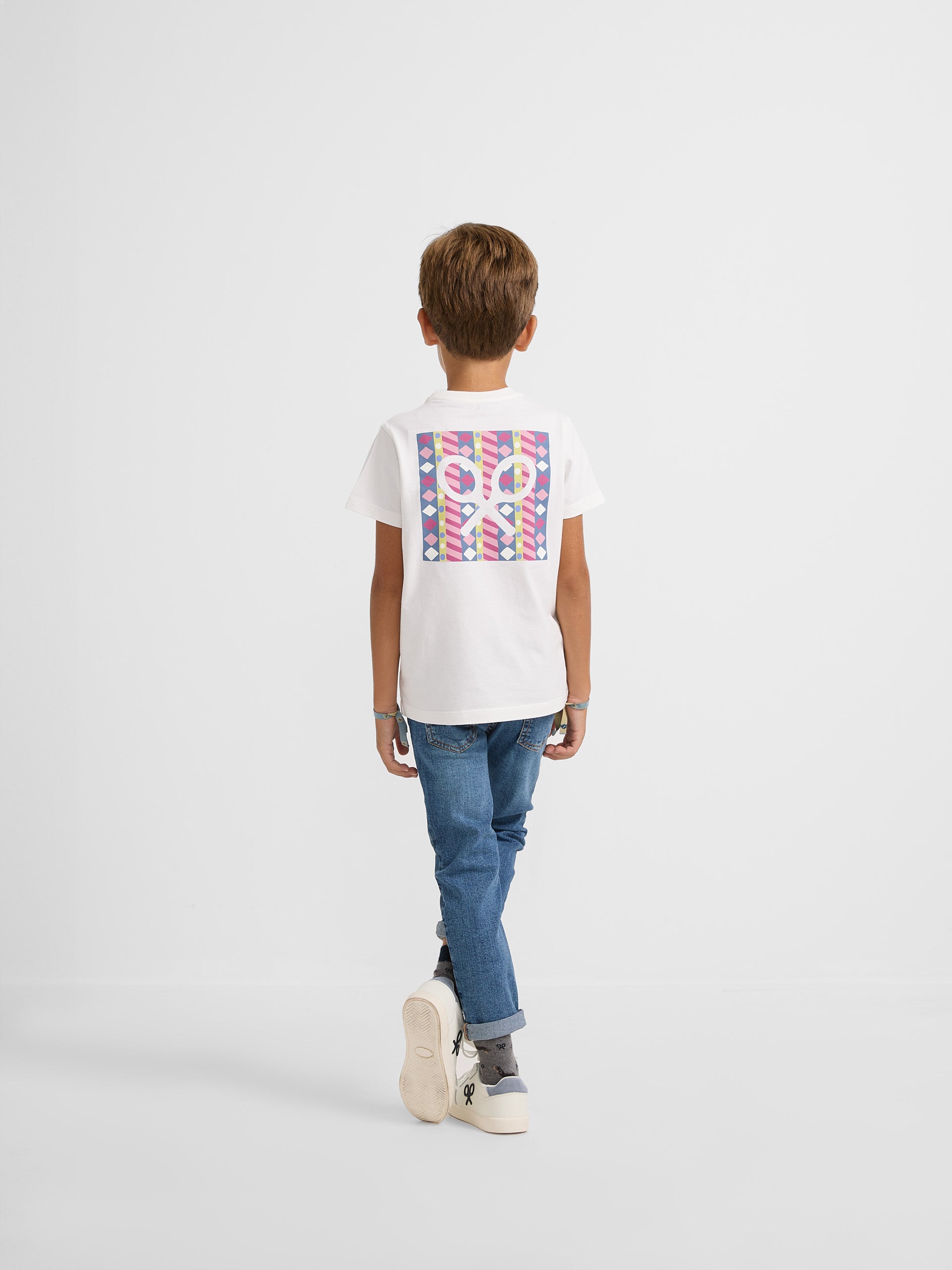 Camiseta kids raqueta geometrica blanca