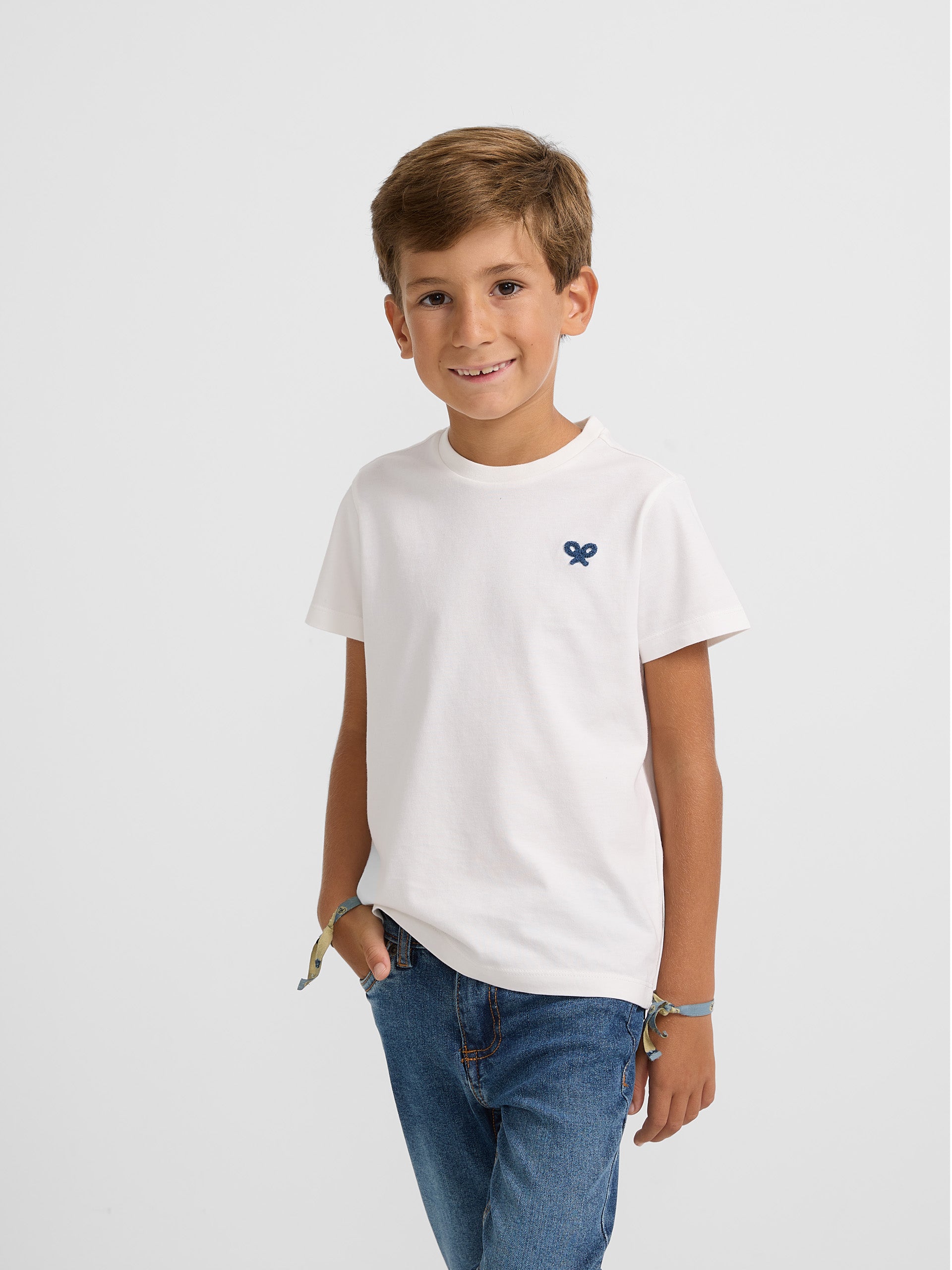 Camiseta kids raqueta geometrica blanca