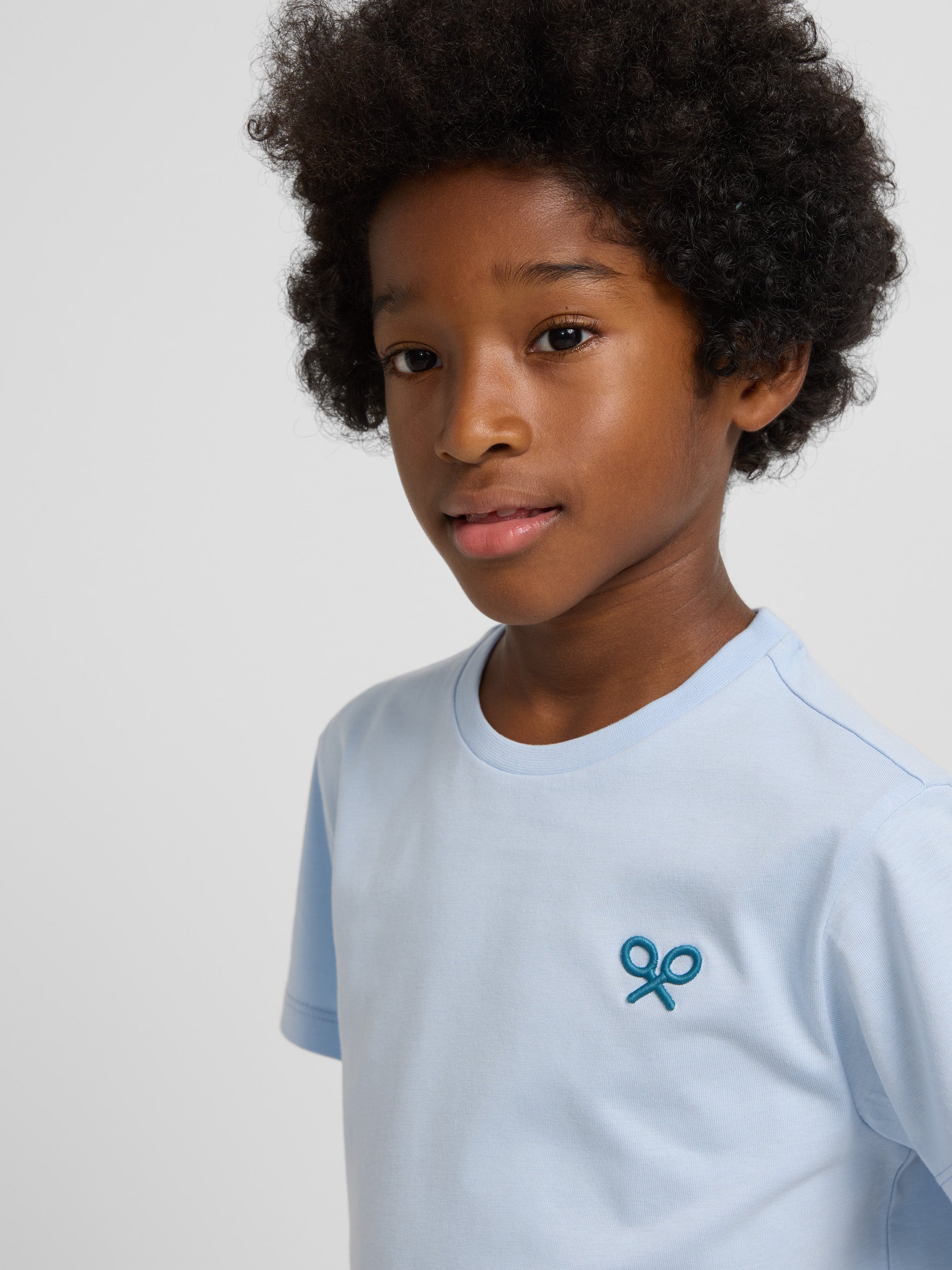 T-shirt bleu clair "Jouons" pour enfants