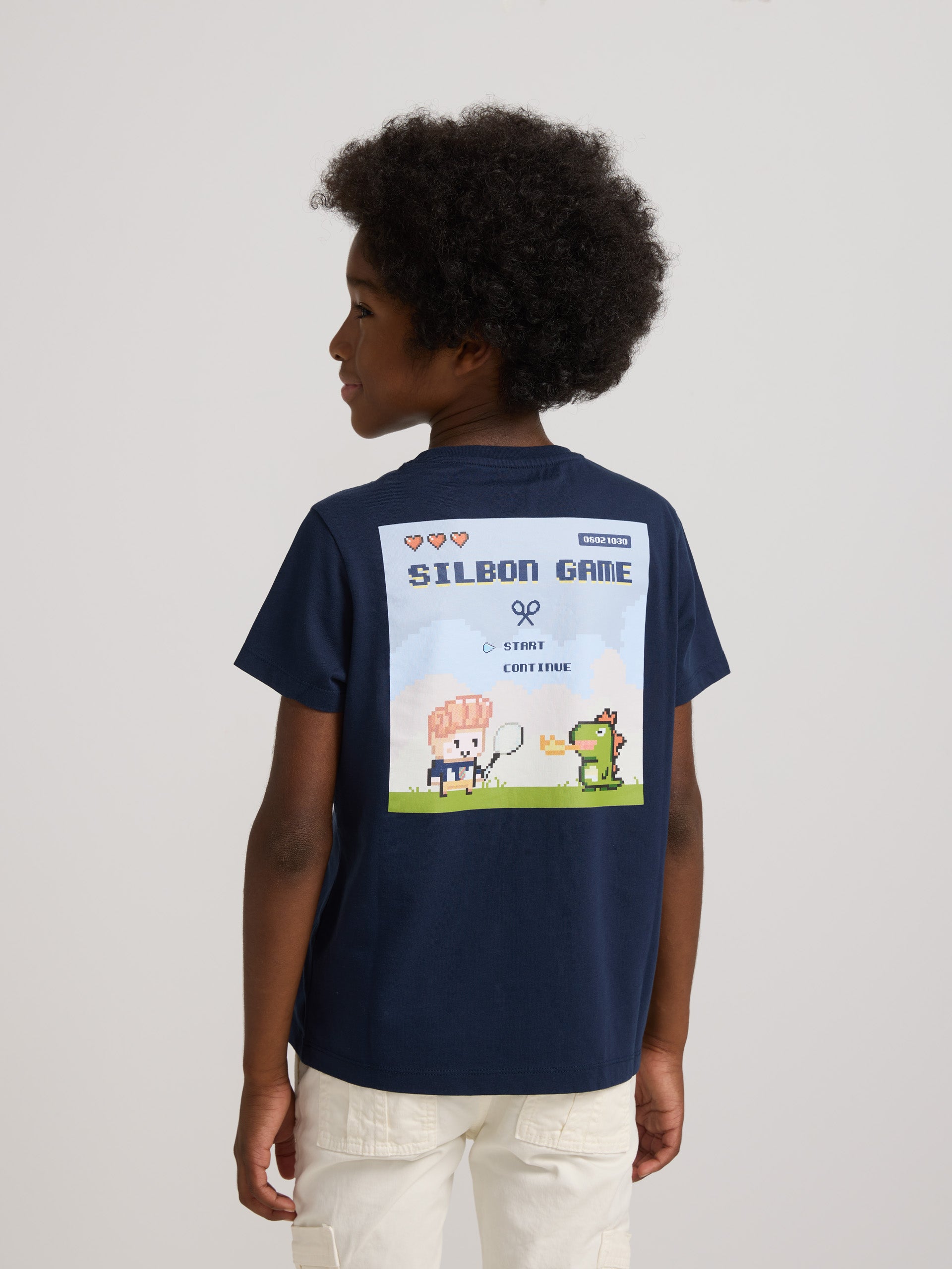 Kids Silbon Game T-shirt Navy Blue