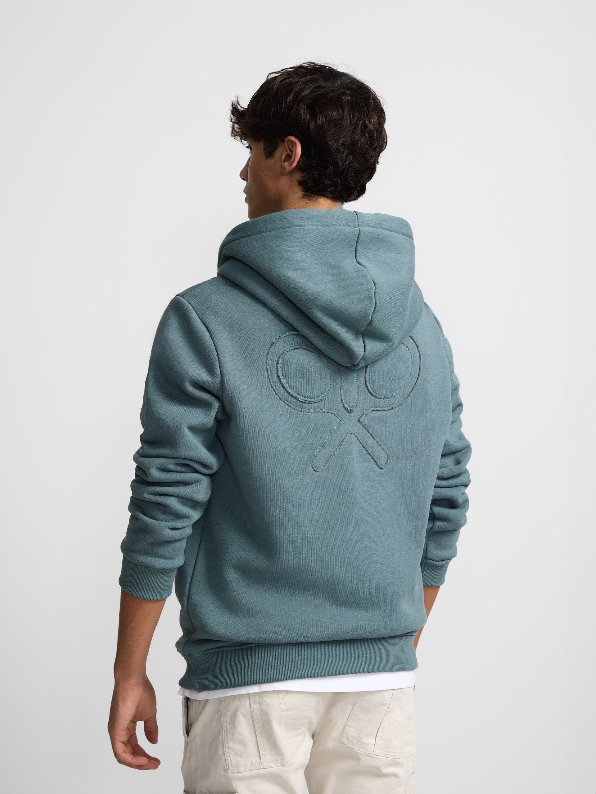 Sudadera hoodie raqueta trasera petroleo