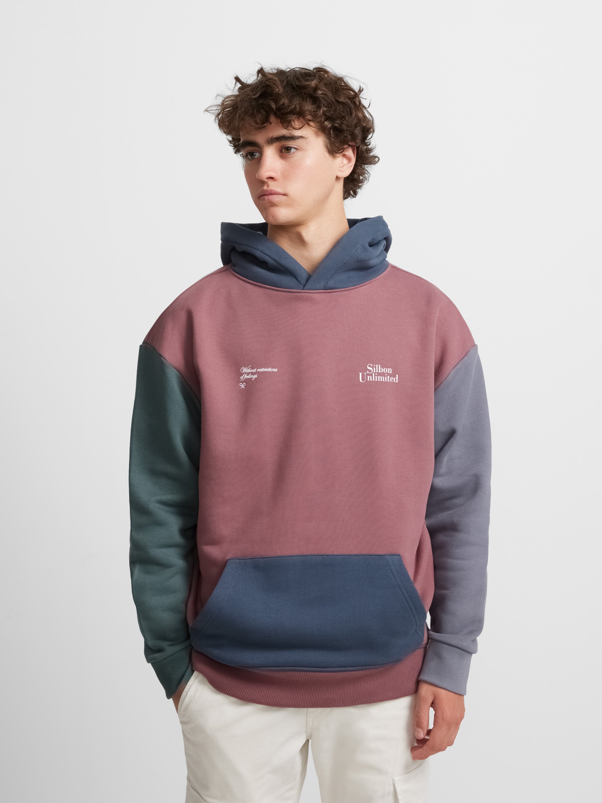 Sweat à capuche bordeaux multicolore coupe spéciale