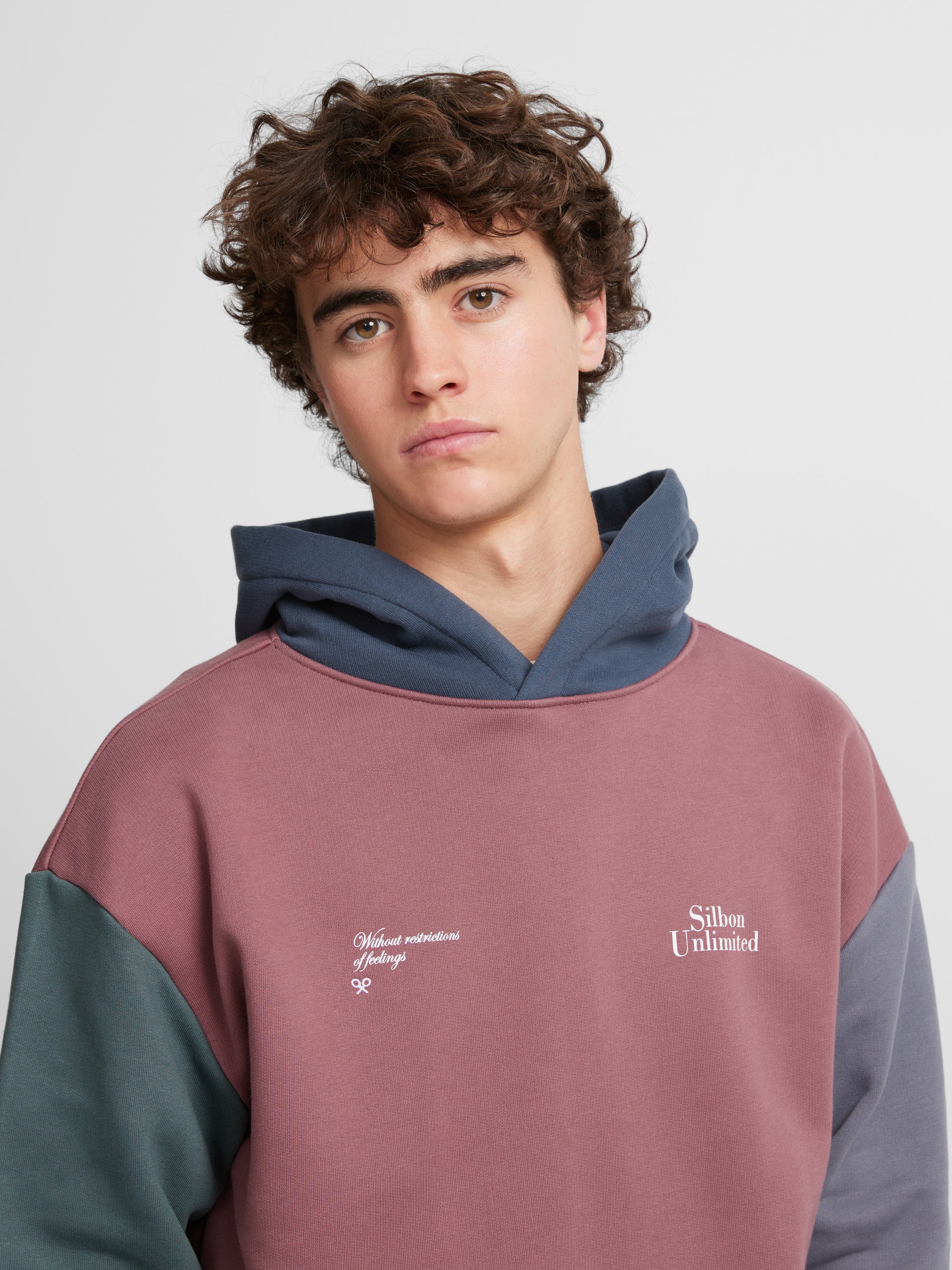 Sweat à capuche bordeaux multicolore coupe spéciale