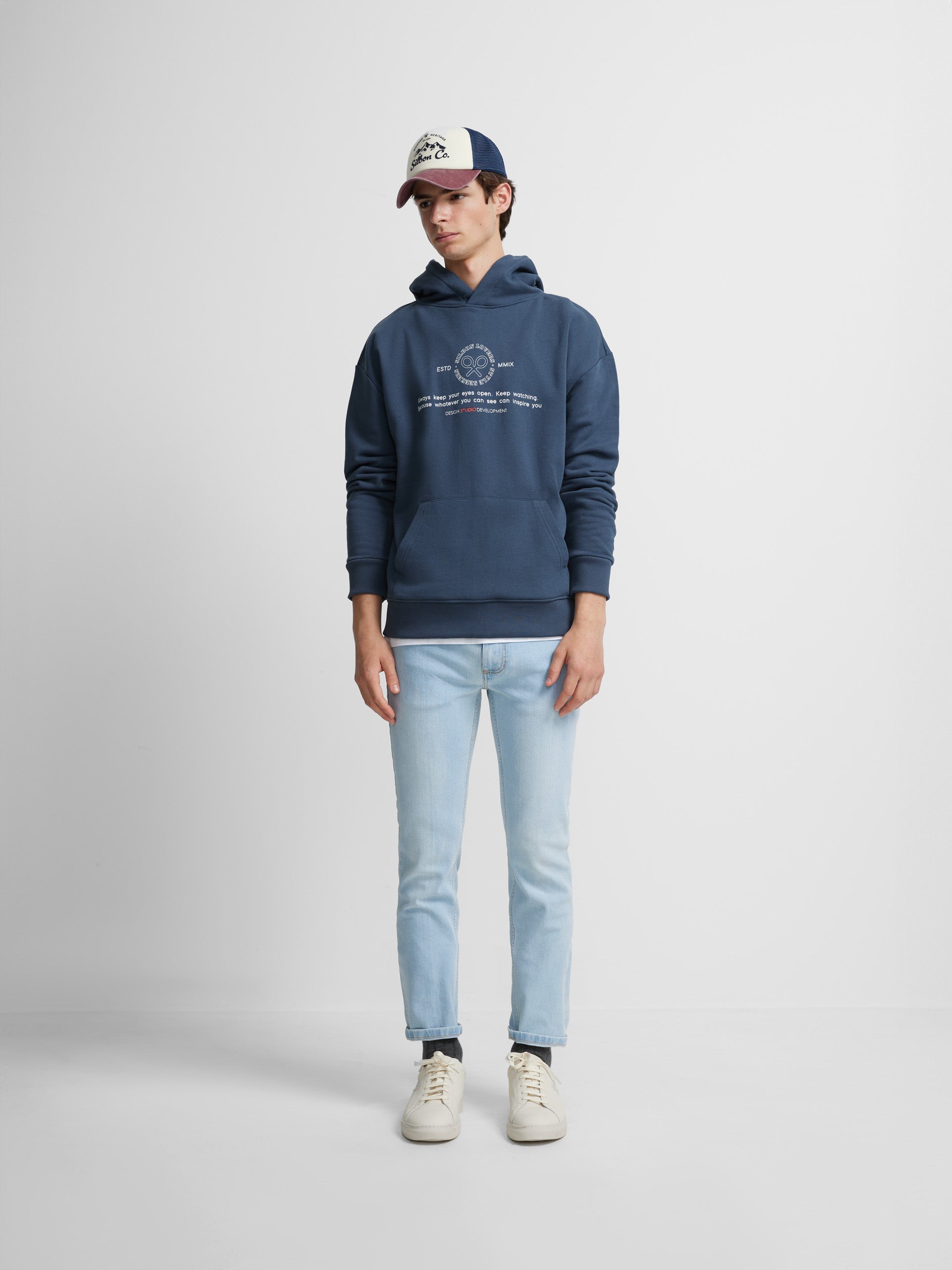 Navy blue relaxed fit claim hoodie