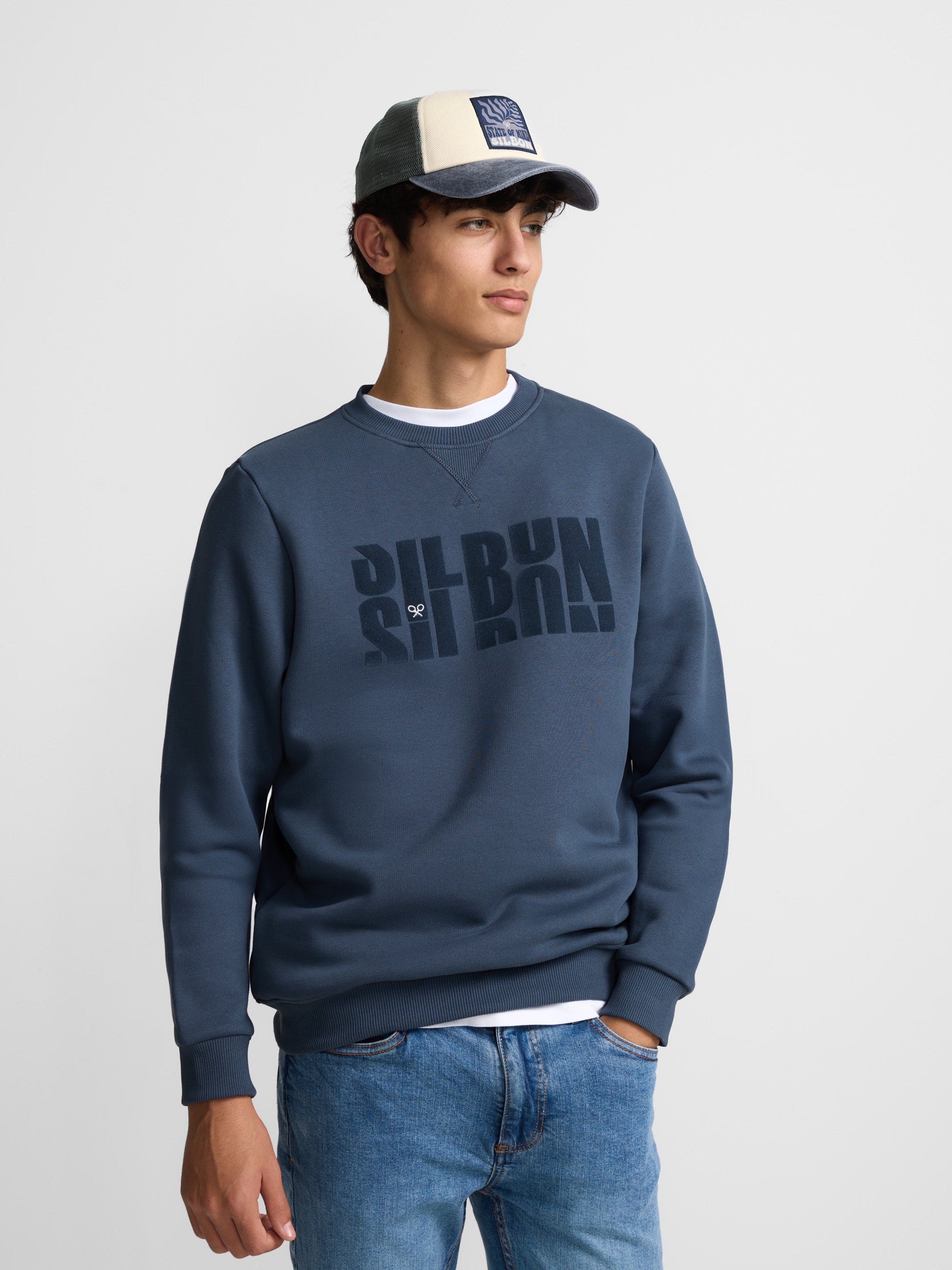 Sudadera letras silbon azul marino