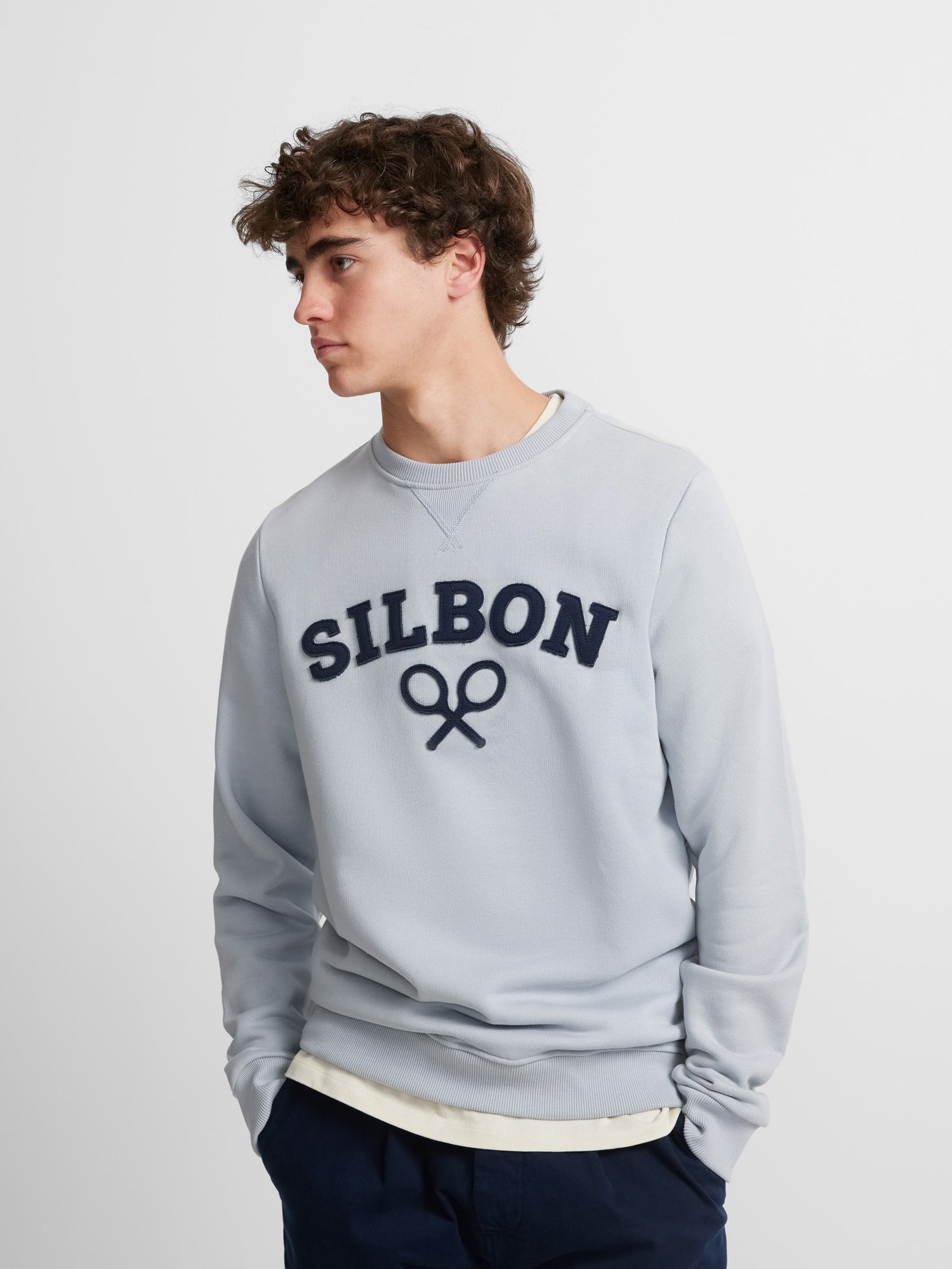 Light blue medium racquet logo sweatshirt