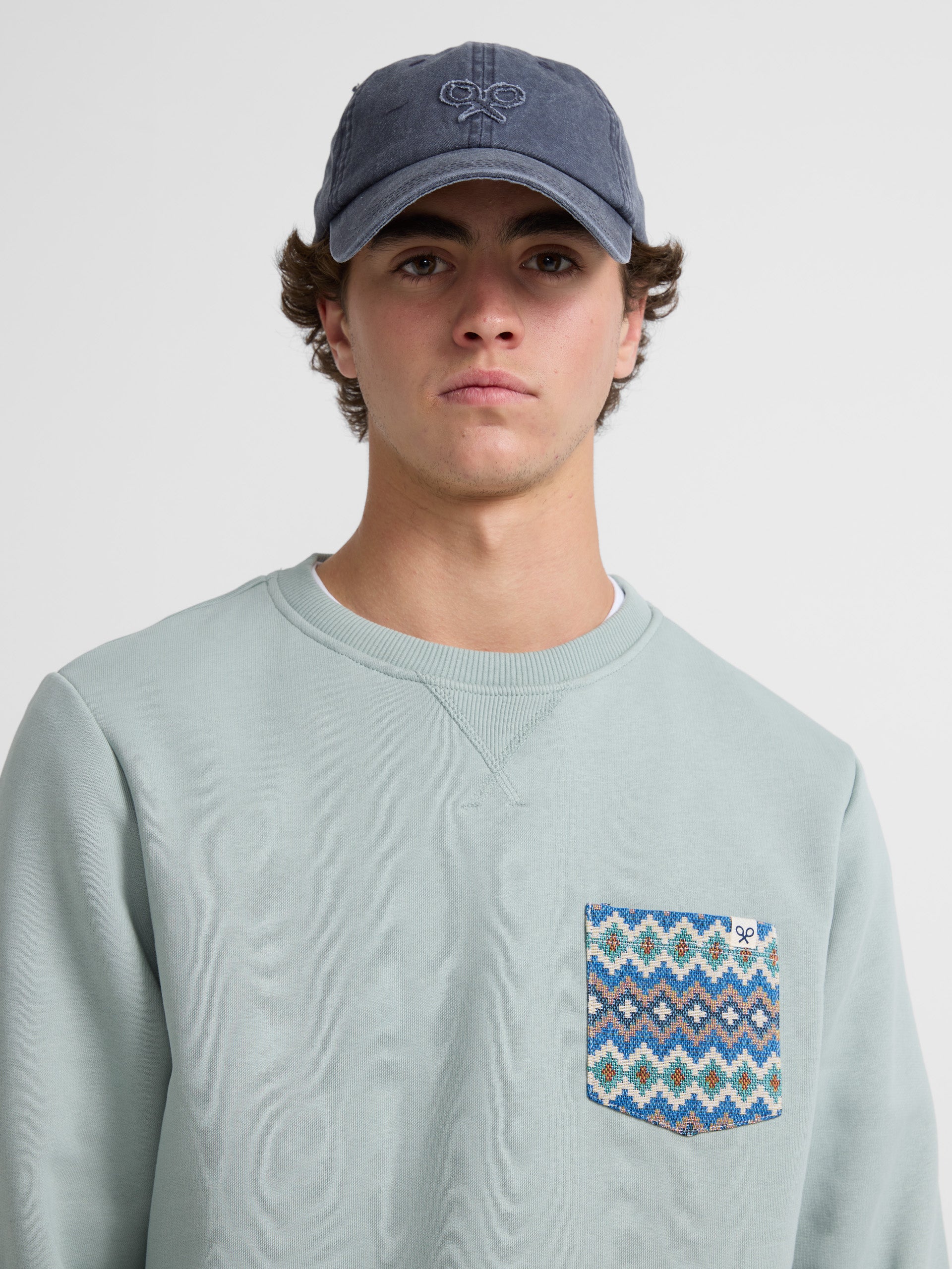 Light green ethnic pocket sweatshirt