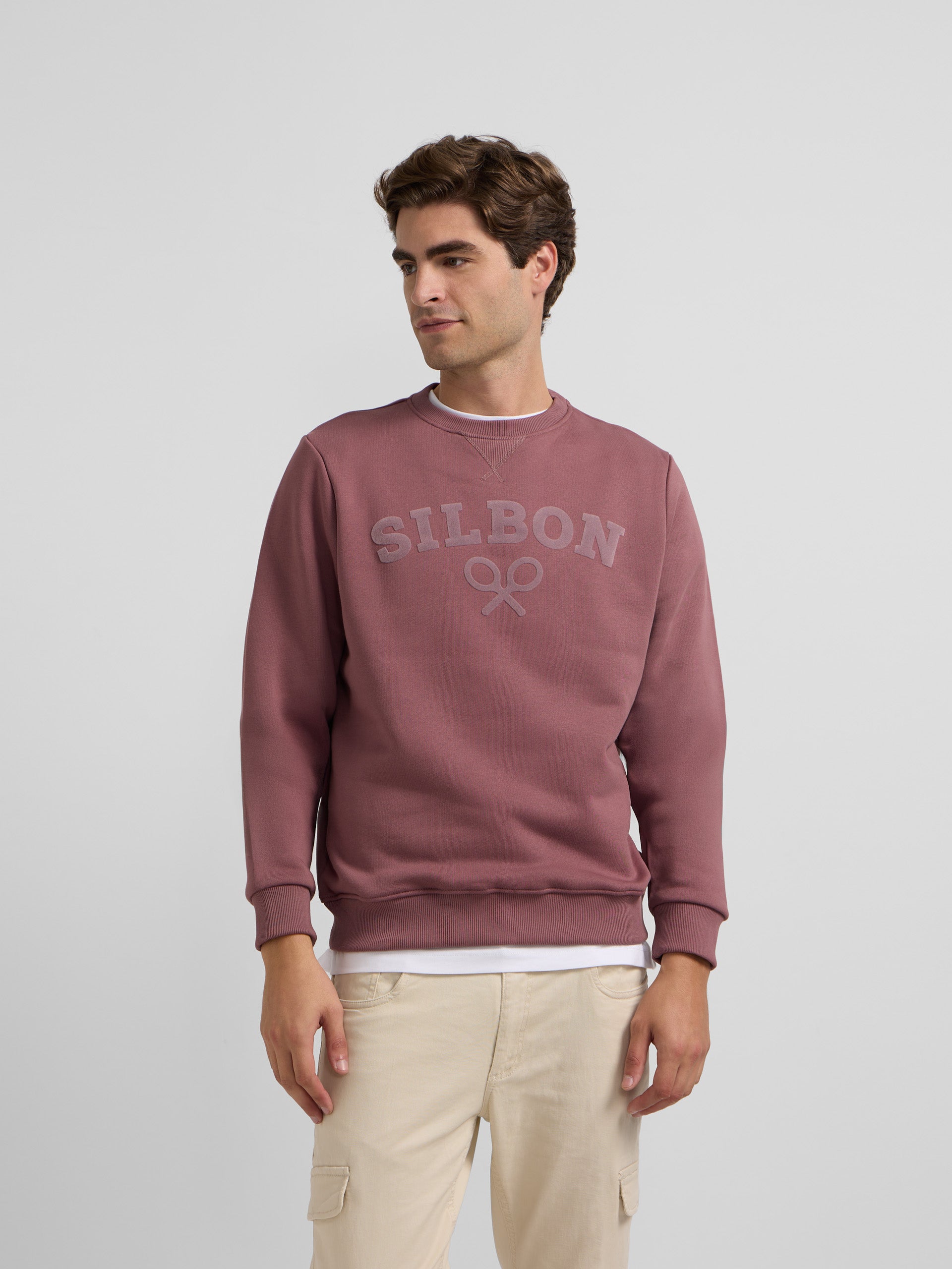 Burgundy half racket logo sweatshirt