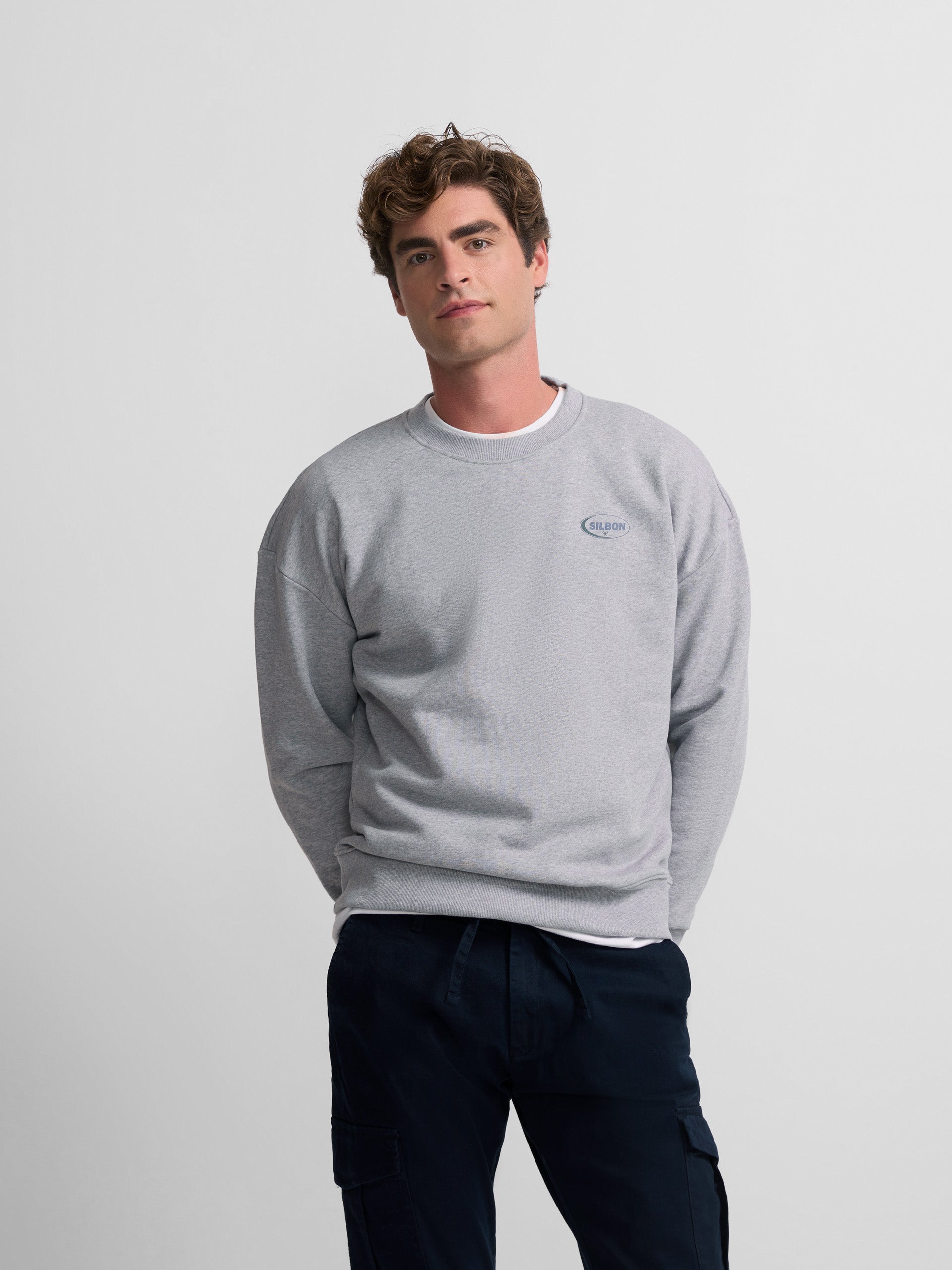 Sudadera relaxed fit silbon gris