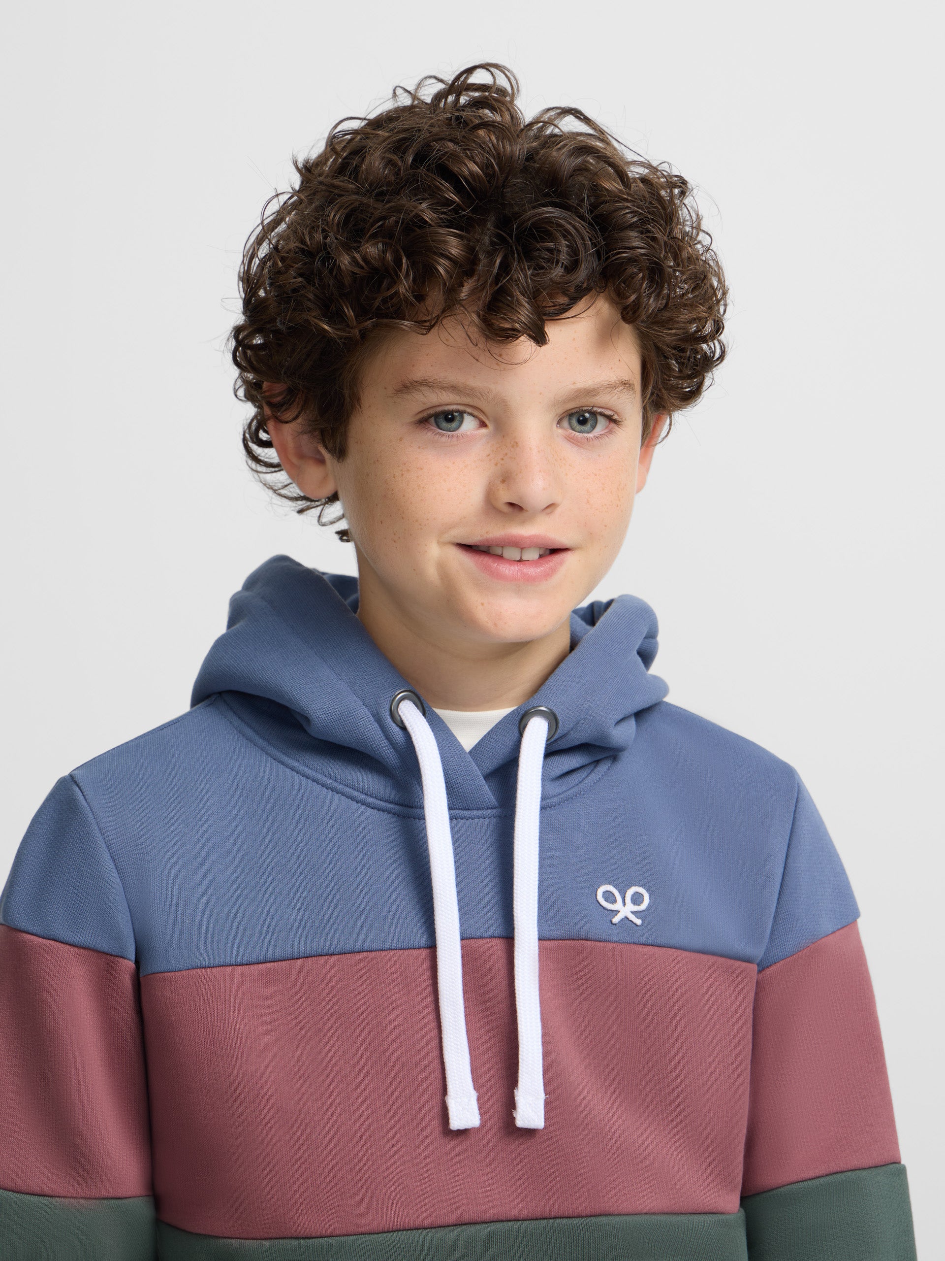 Sudadera kids capucha rayas anchas multicolor burdeos