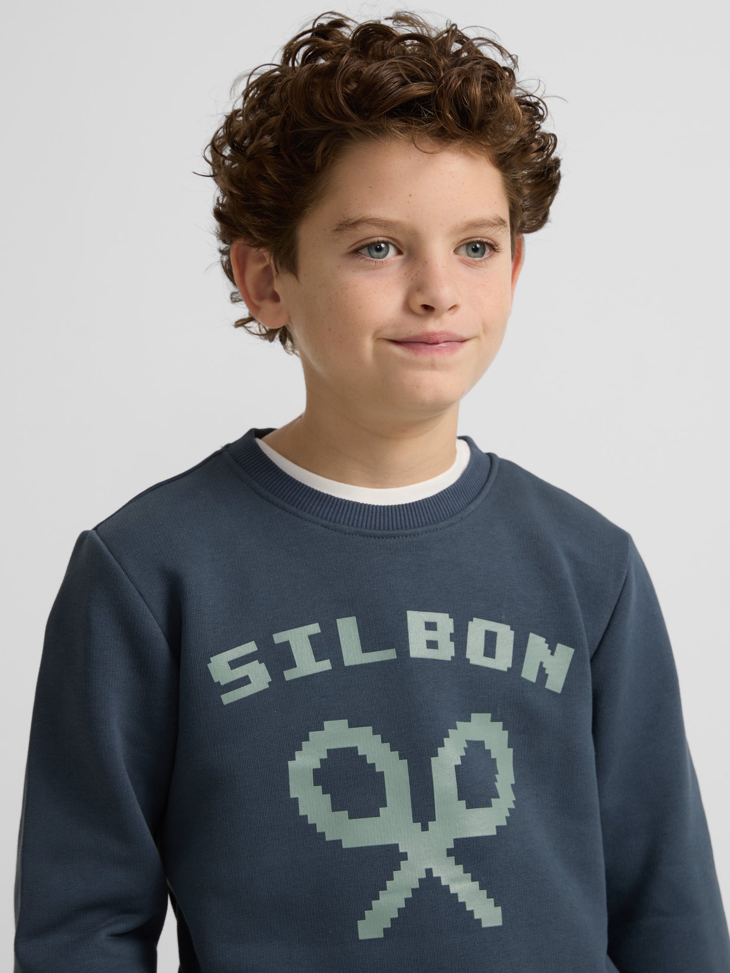 Navy blue pixel logo kids sweatshirt