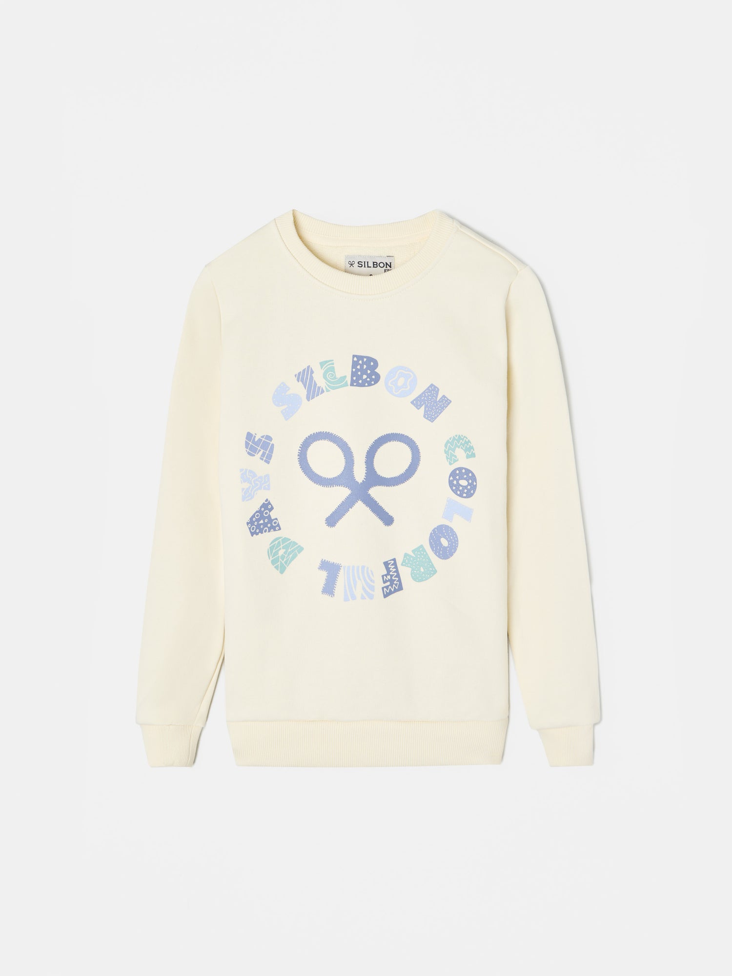 Kids colorful day cream sweatshirt