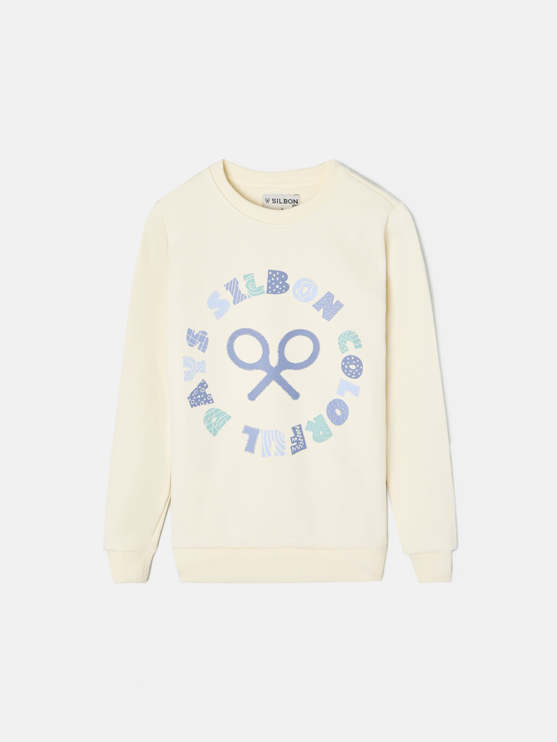 Kids colorful day cream sweatshirt