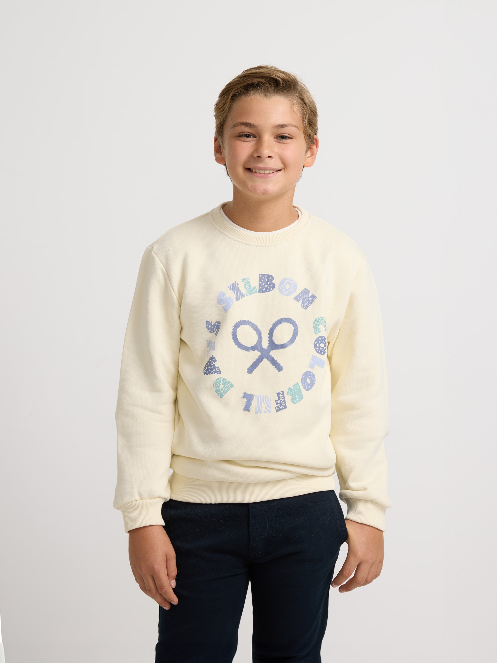 Sudadera kids colorful day crema