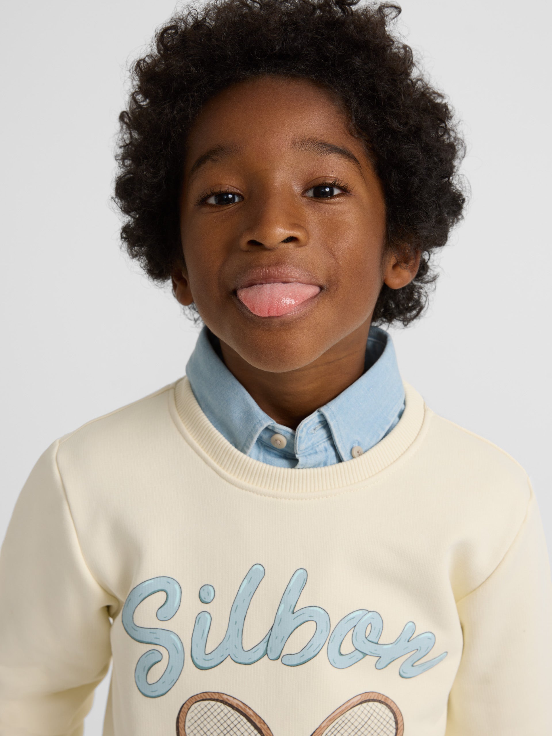 Kids vintage snowshoes cream sweatshirt