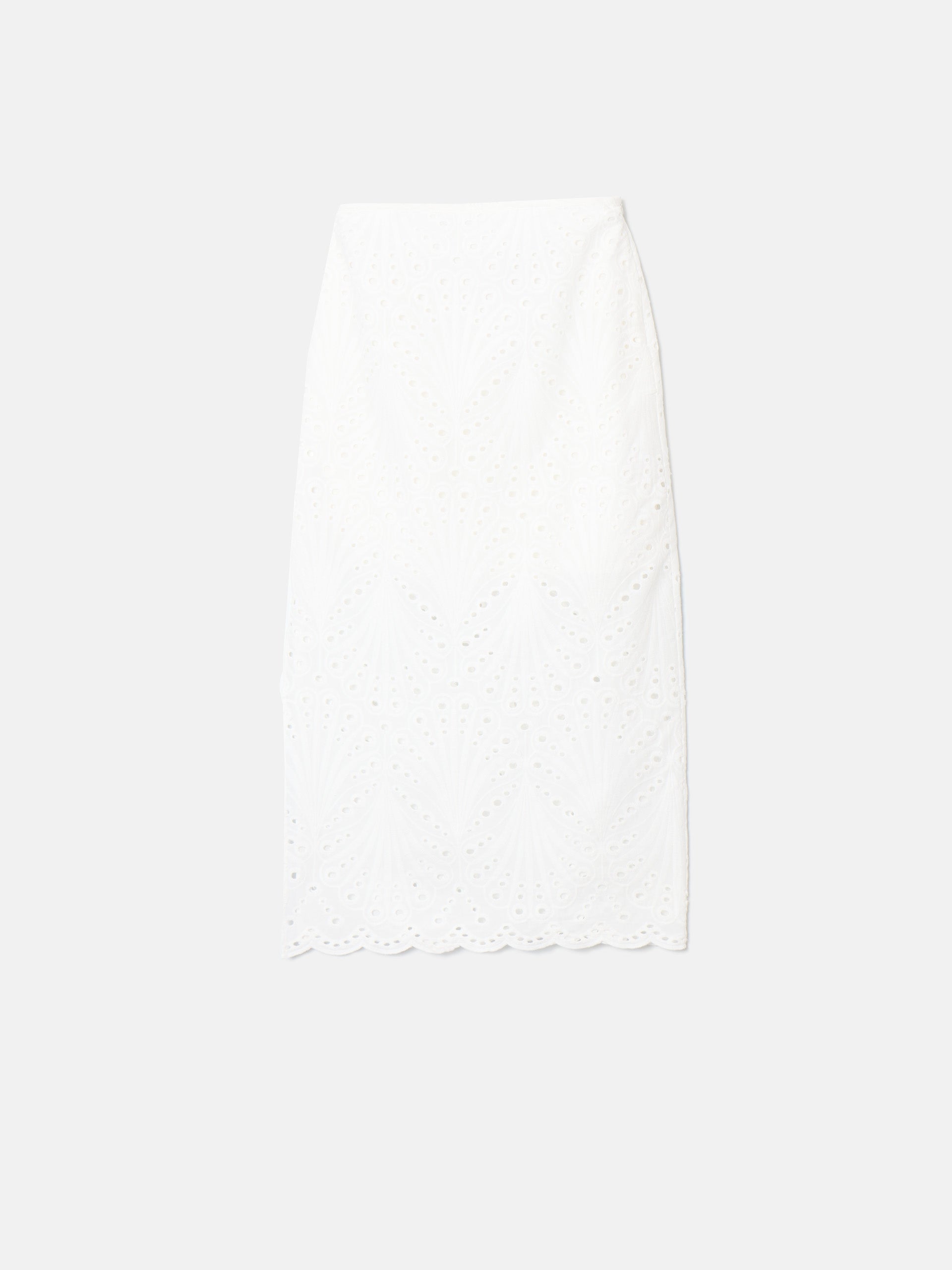 White embroidered midi skirt