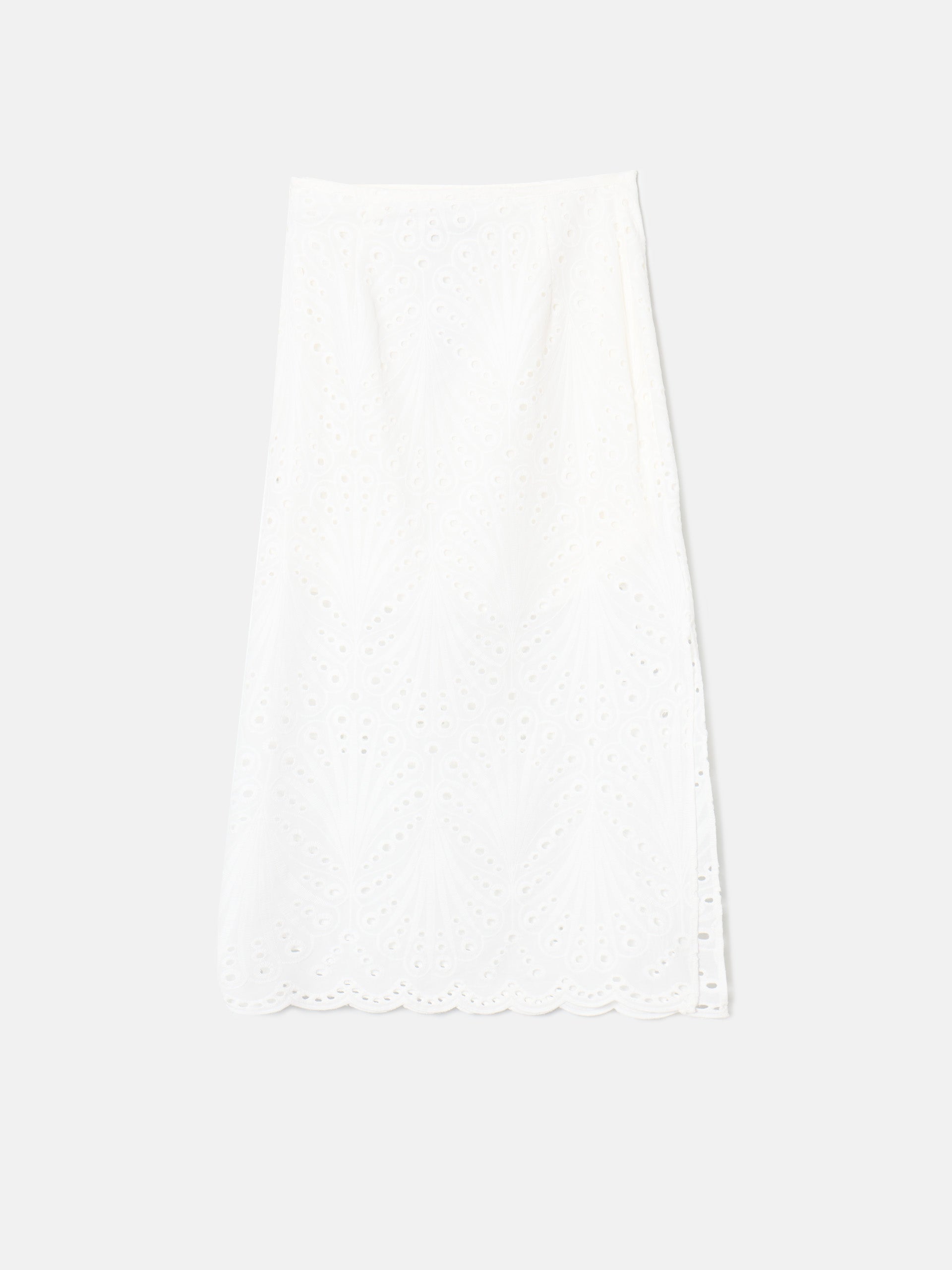 White embroidered midi skirt