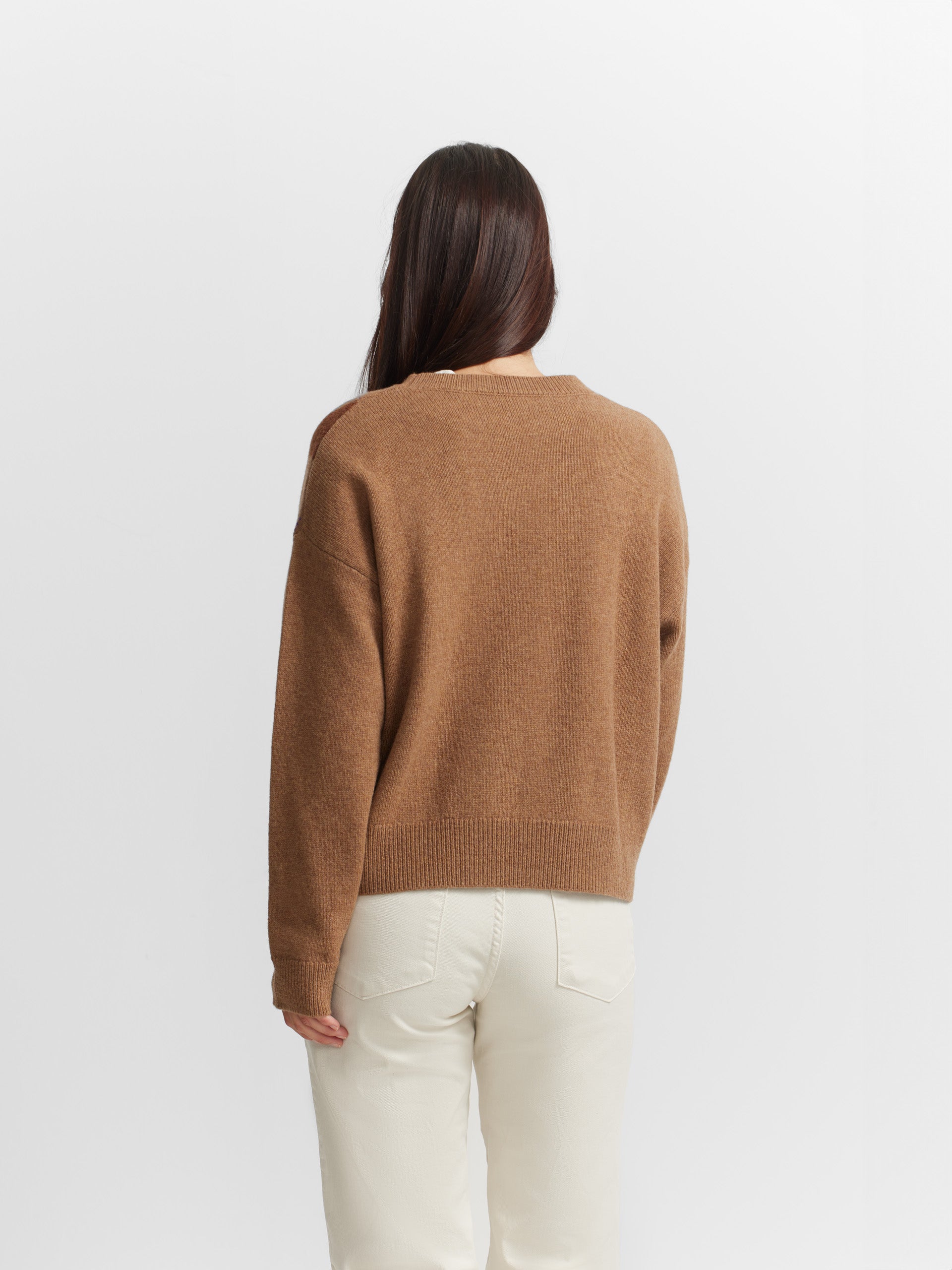 Pull marron en maille losange