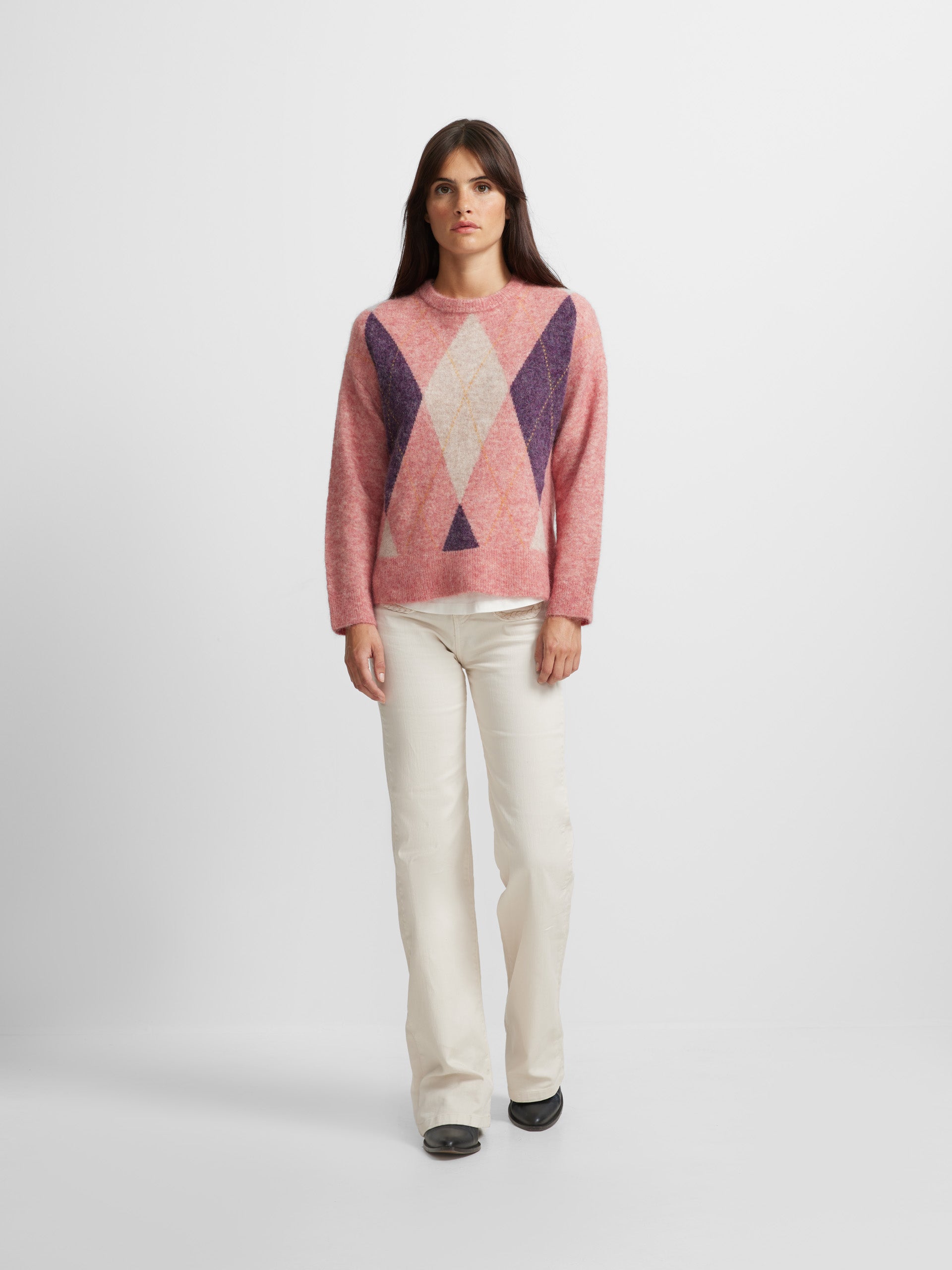 Pink diamond knit sweater