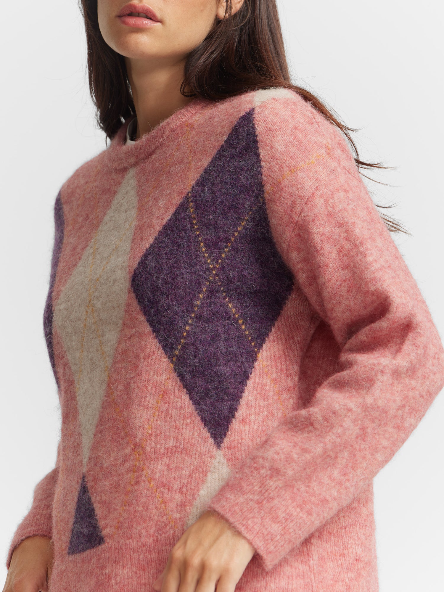 Pink diamond knit sweater