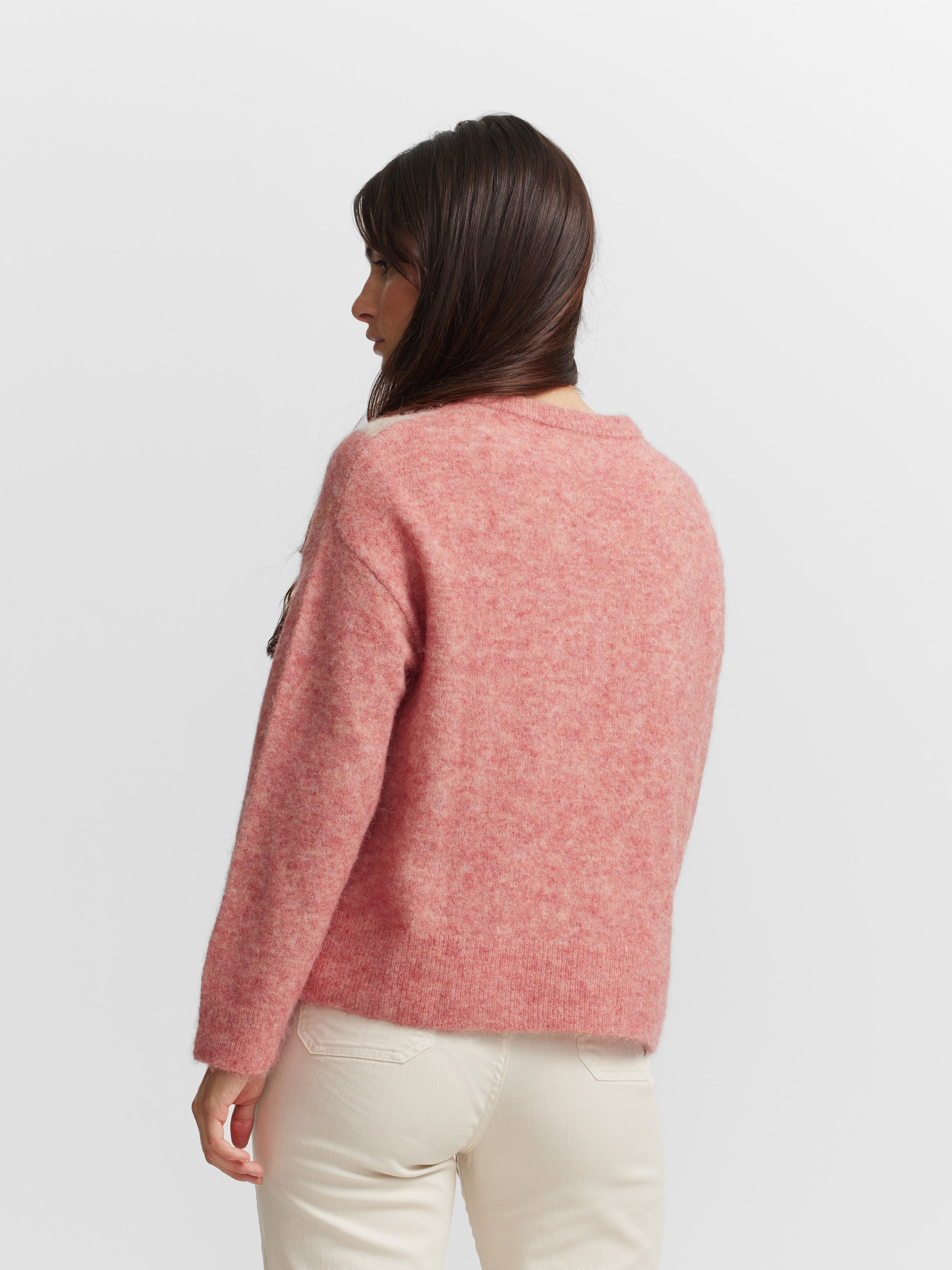 Pink diamond knit sweater