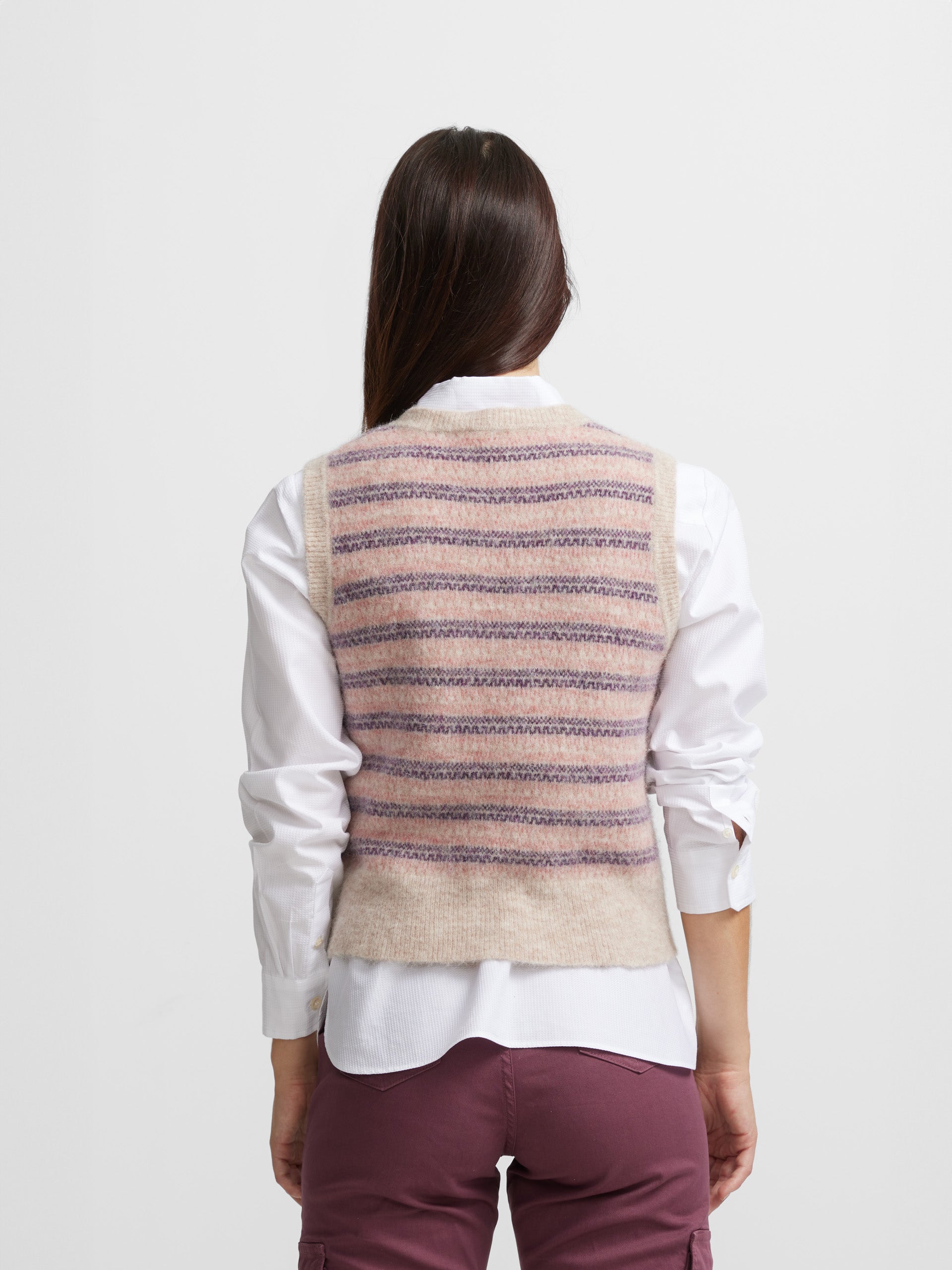 Gilet tricoté jacquard rose