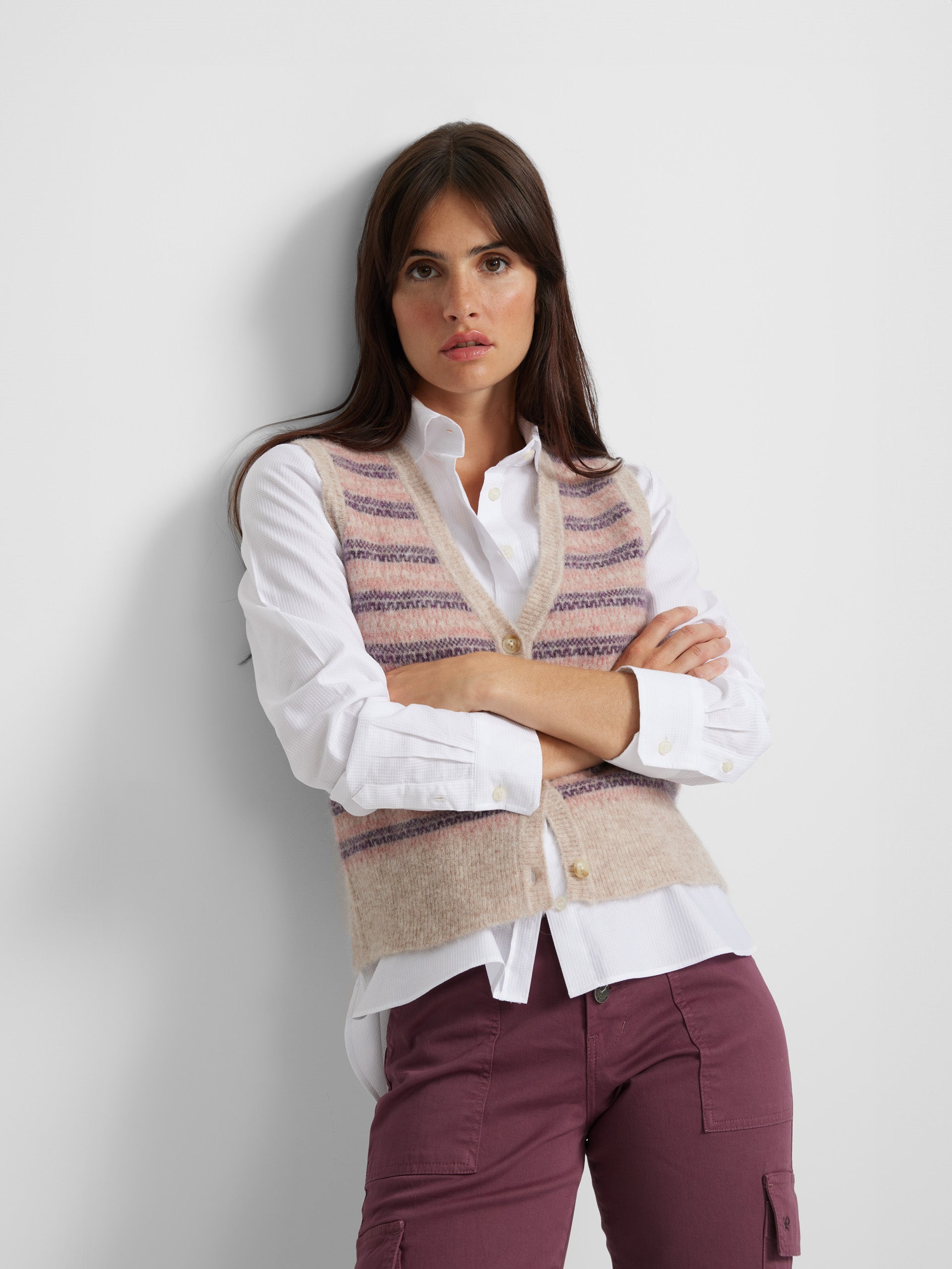 Pink jacquard knit vest