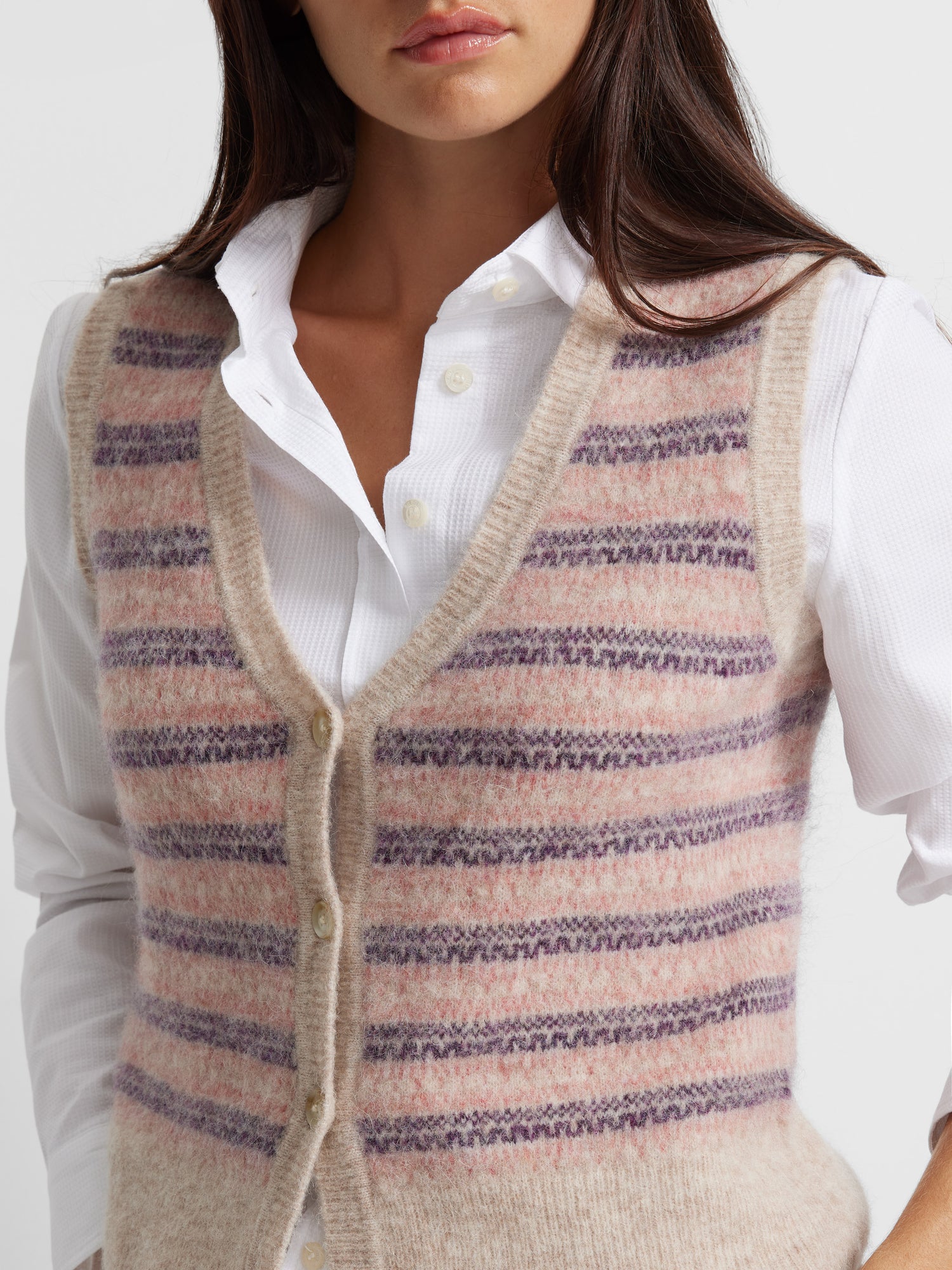 Pink jacquard knit vest