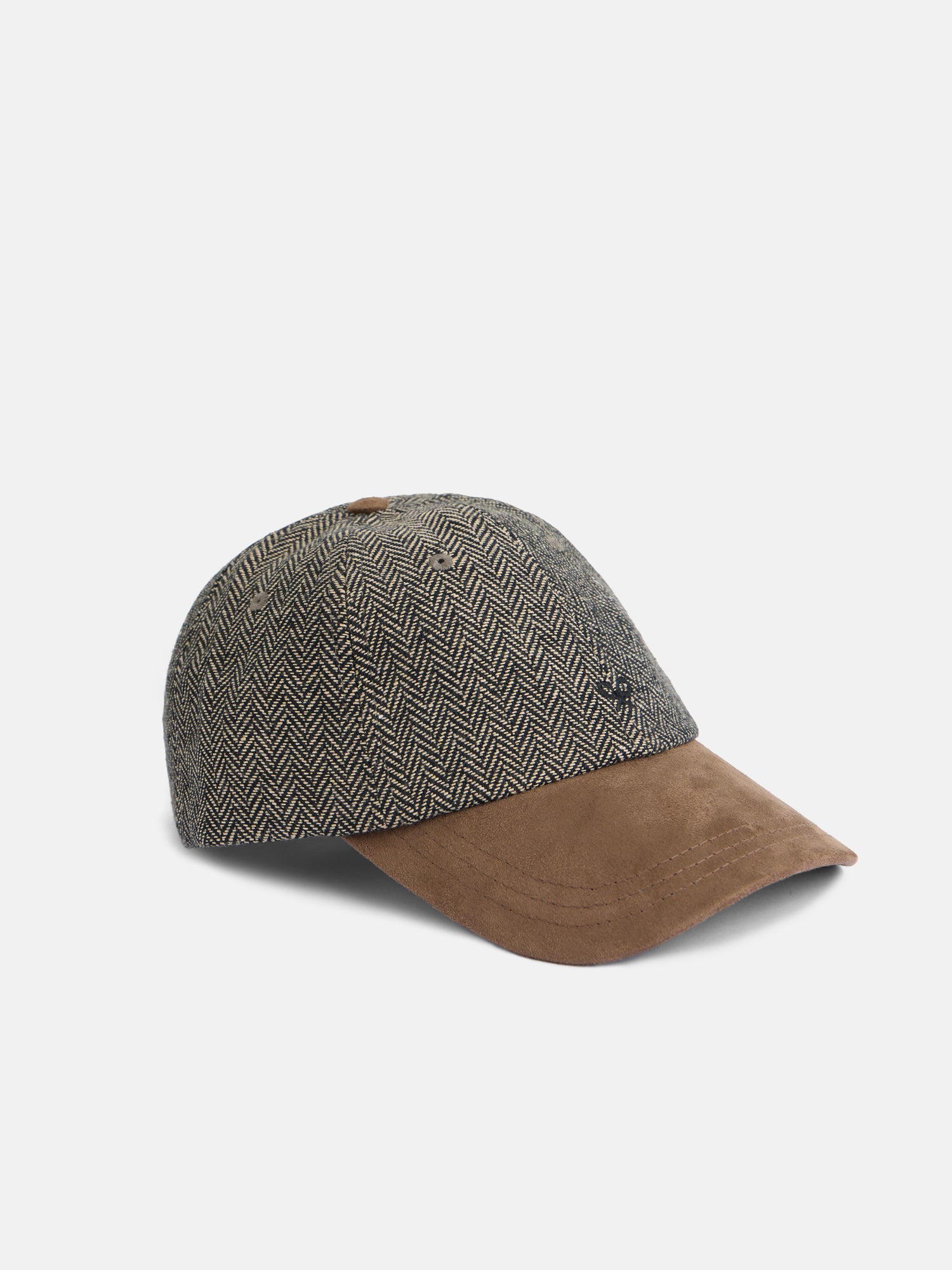 Combined brown herringbone woman cap