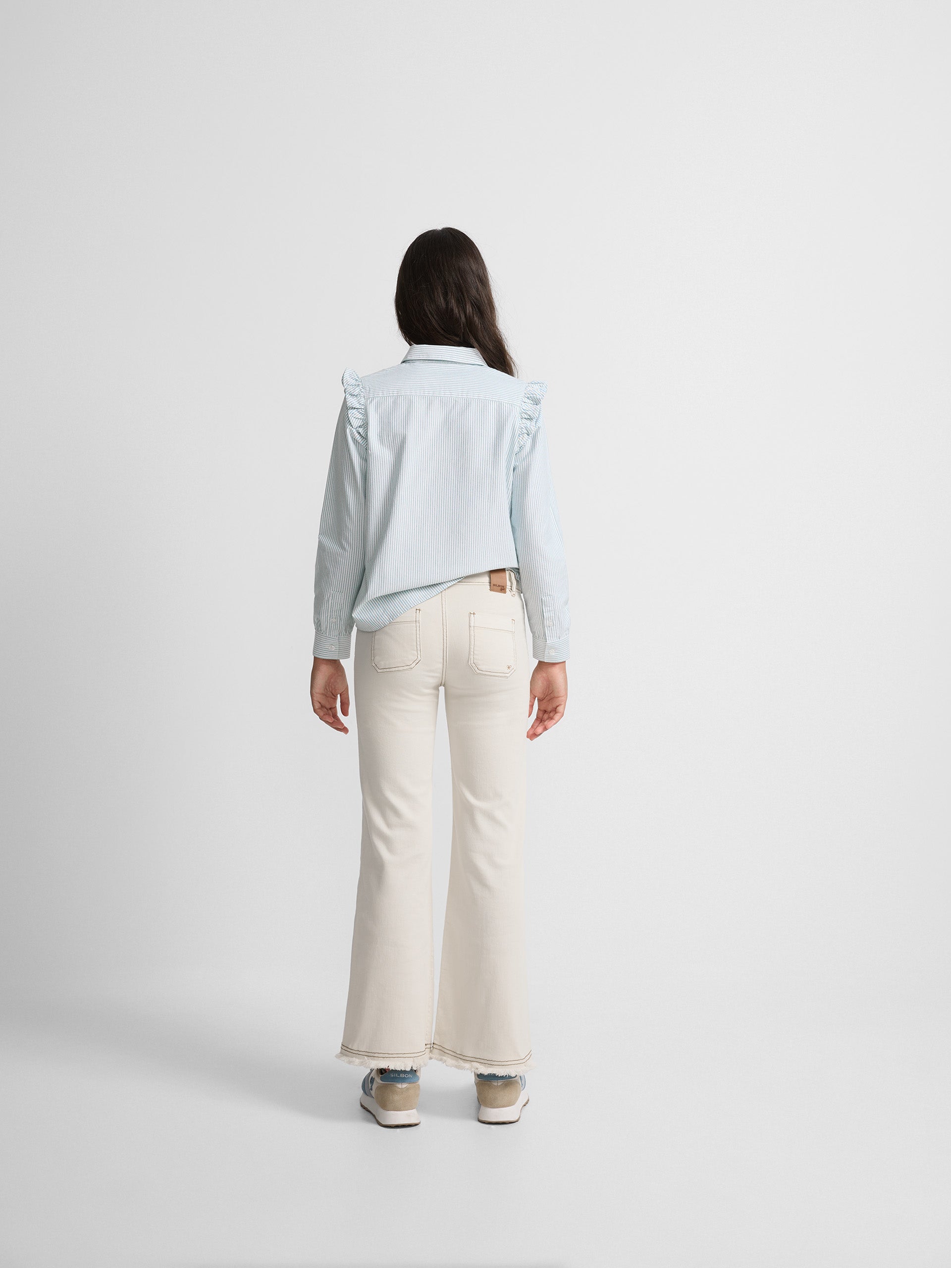 Pantalon jupe-culotte fille en jean blanc