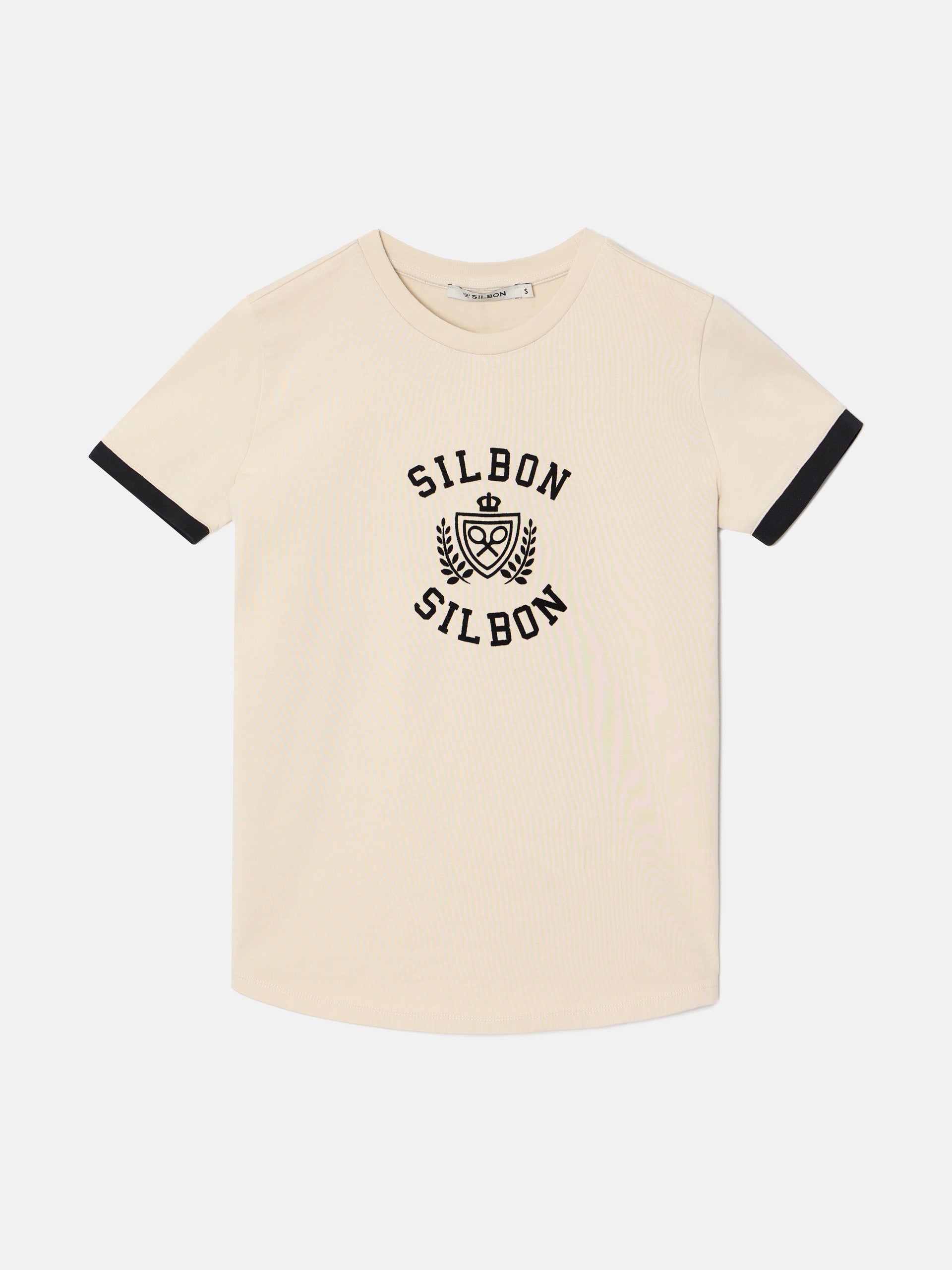 Women's beige shield t-shirt