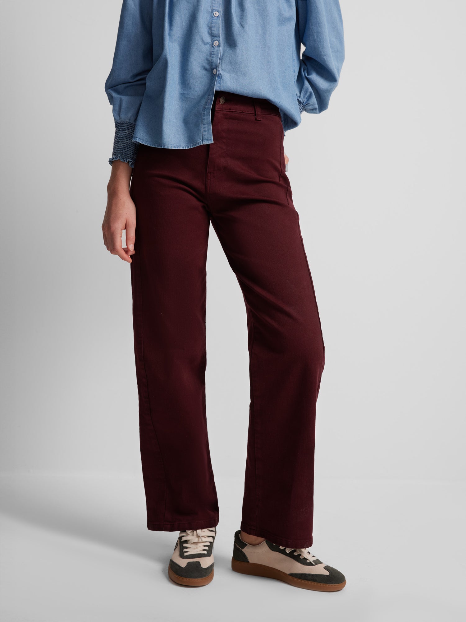 Pantalon culotte detalle lateral burdeos