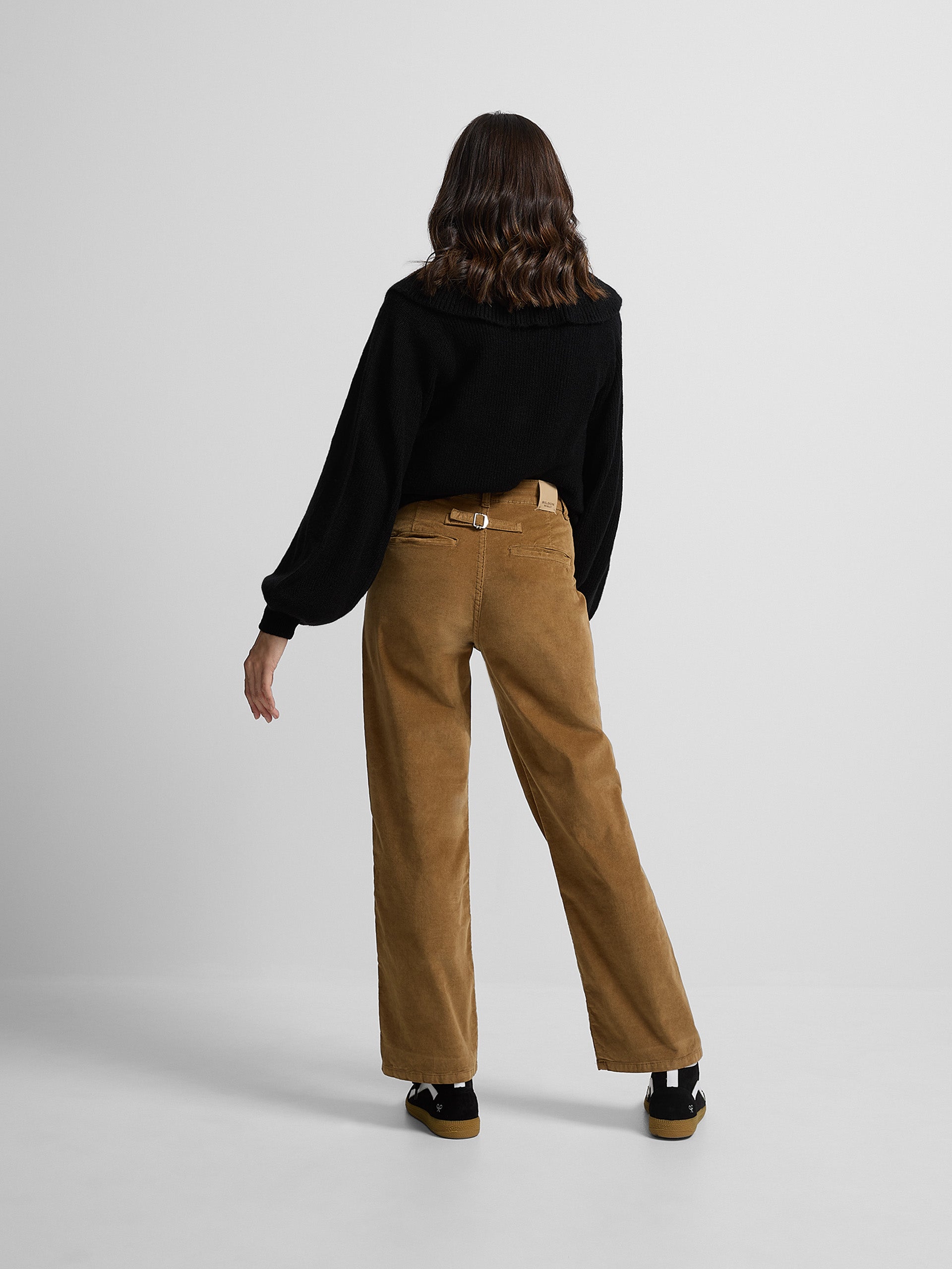 Velvet culotte trousers with caramel loops